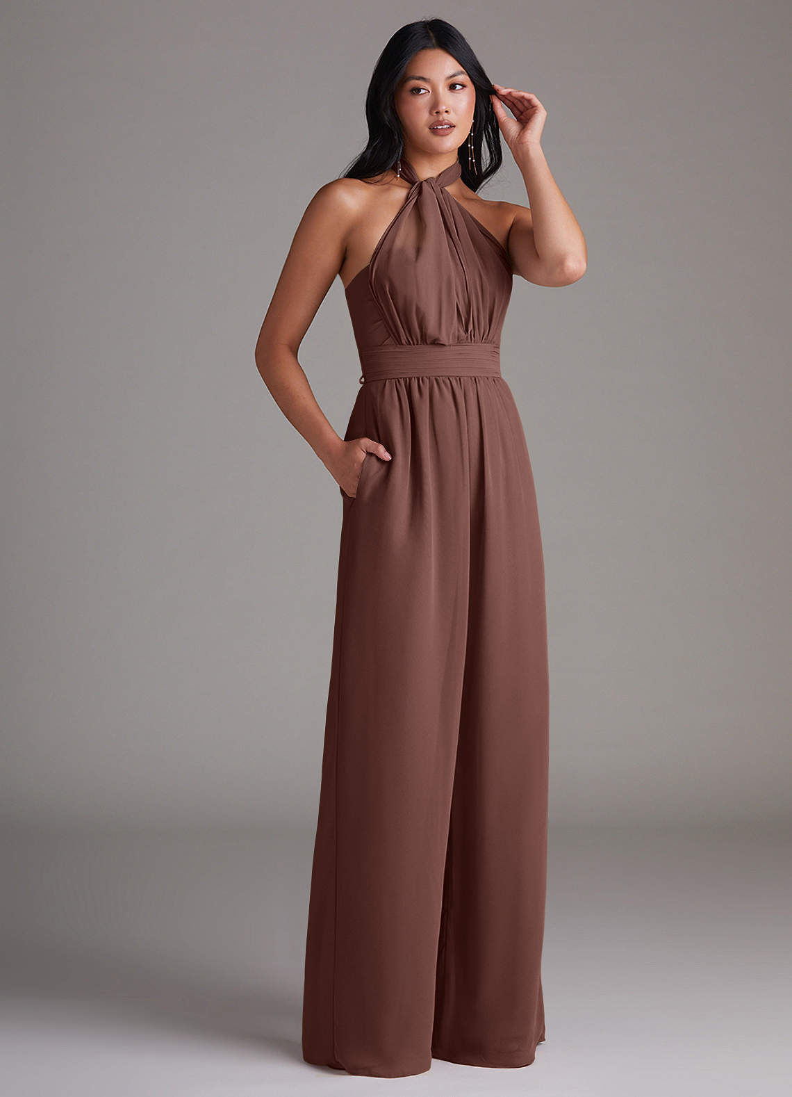 Azazie Lamara Ready to Ship Espresso Chiffon Bridesmaid Dresses