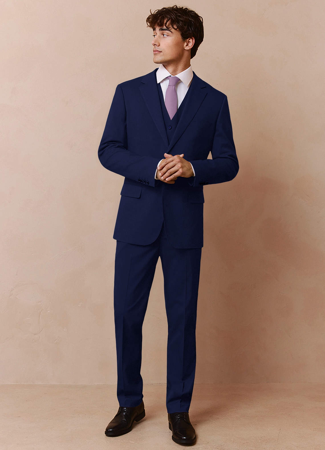 front Savile Blue Wool Blend 3-Piece Suit