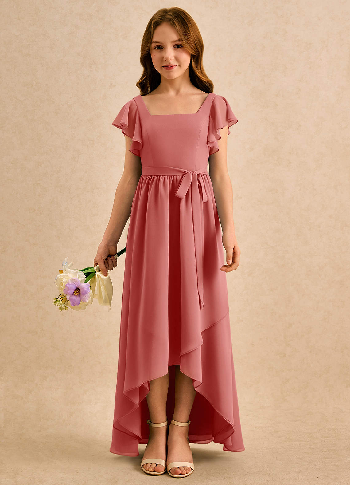 Azazie Milly Girls Formal Flower Girl Klänningar Klä A-Line i Chiffong Plisserad image2