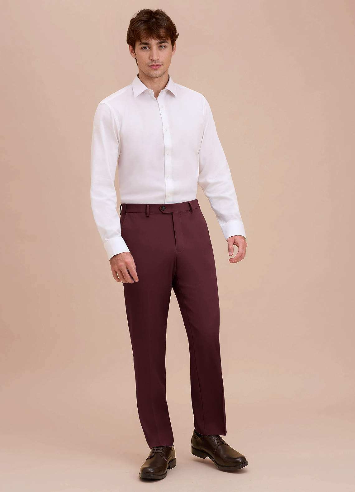 front Ethan Cabernet Refined Weave Performance Dress Pants