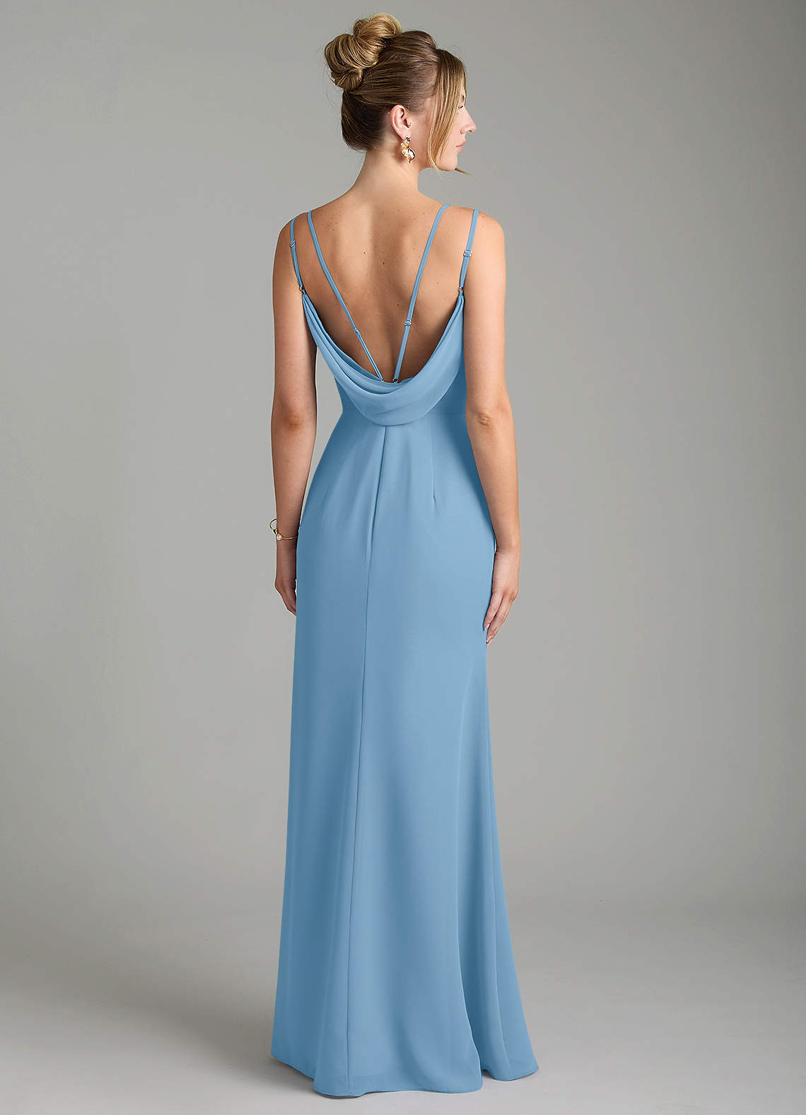 Azazie Egypt At-home Try On Dresses Steel Blue Sheath Sweetheart Neckline Chiffon Dress image1