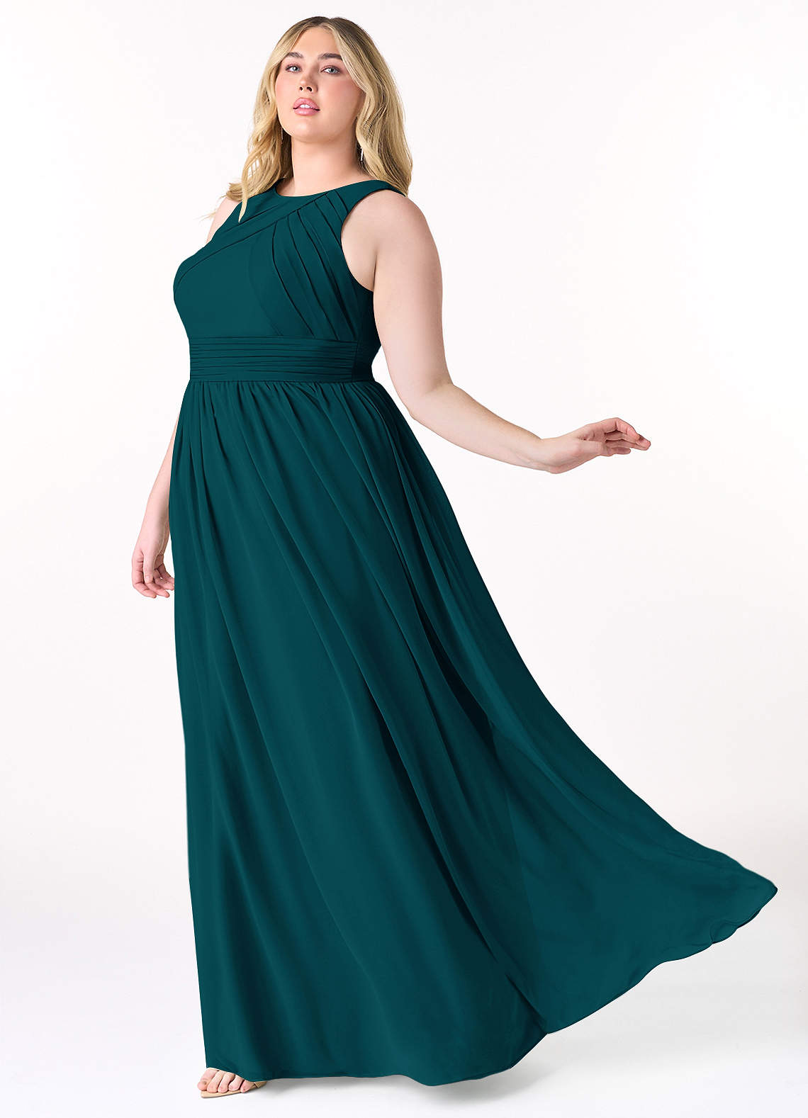 Azazie Harper Pine Chiffon Bridesmaid Dresses | Azazie