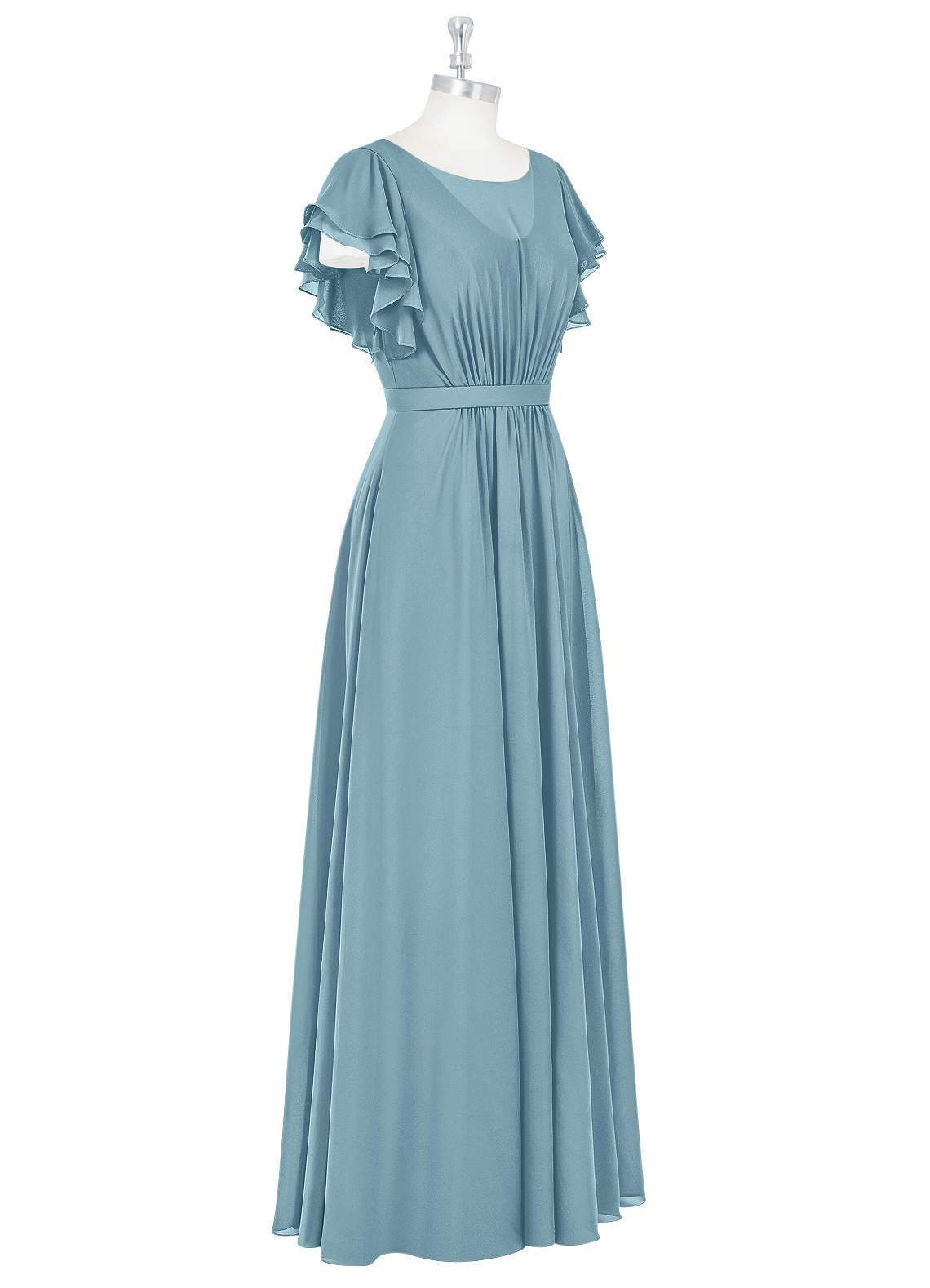 Azazie Daphne Moody Blue Modest Bridesmaid Dresses | Azazie