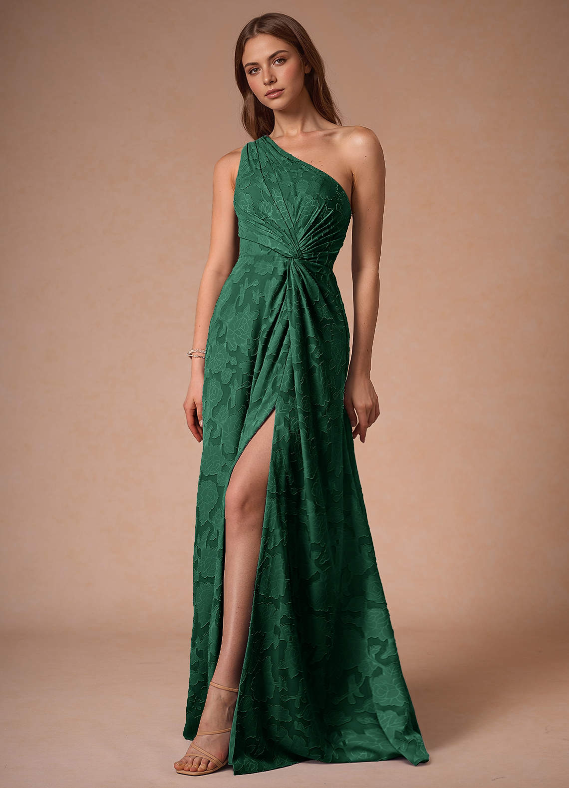 Hermosa Emerald Green One Shoulder Maxi Dress