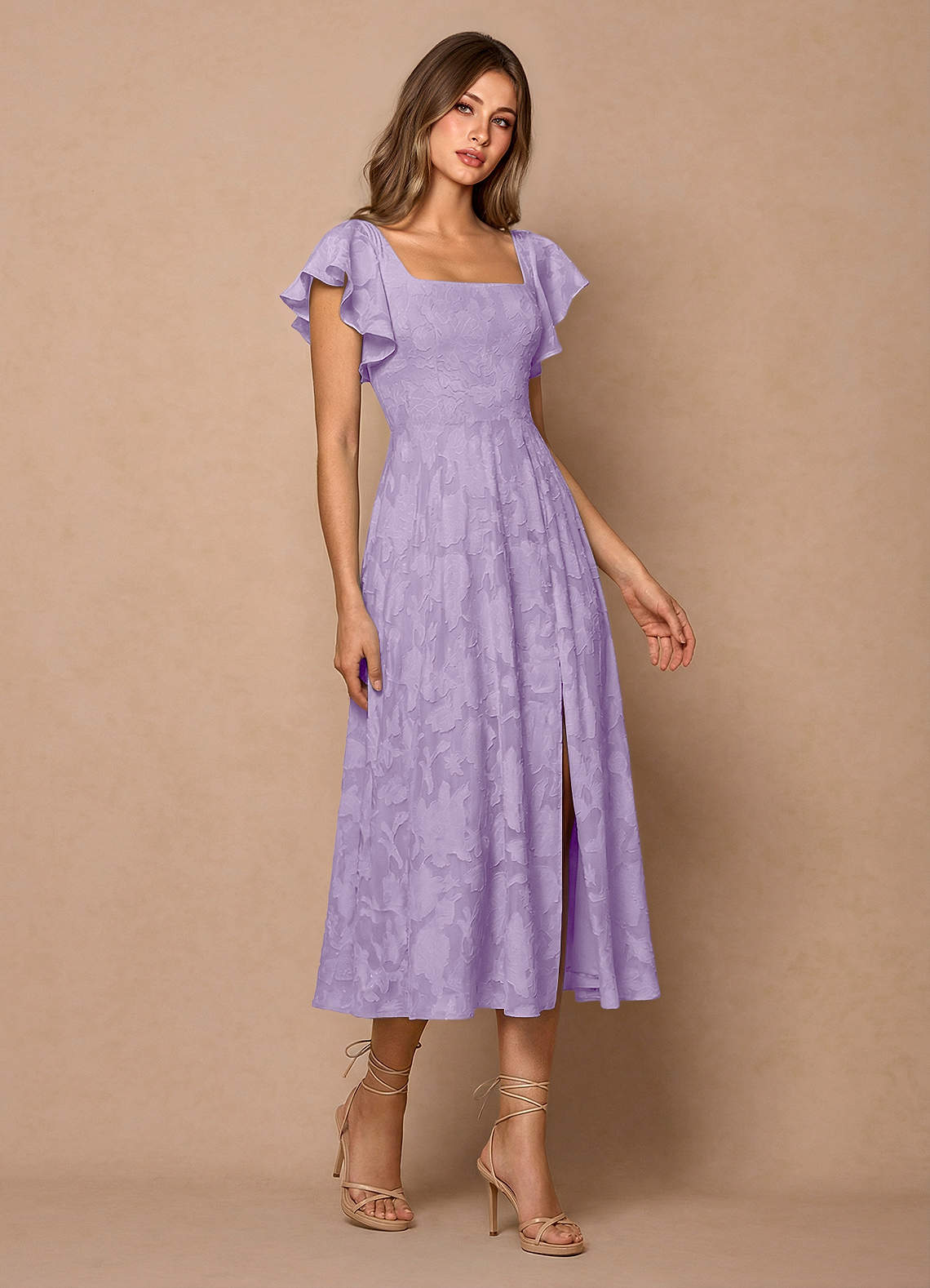 navy blue dress for baby girl Royal Purple Cotton Poplin A-Line Detachable Sleeve Flared Midi Dress 56