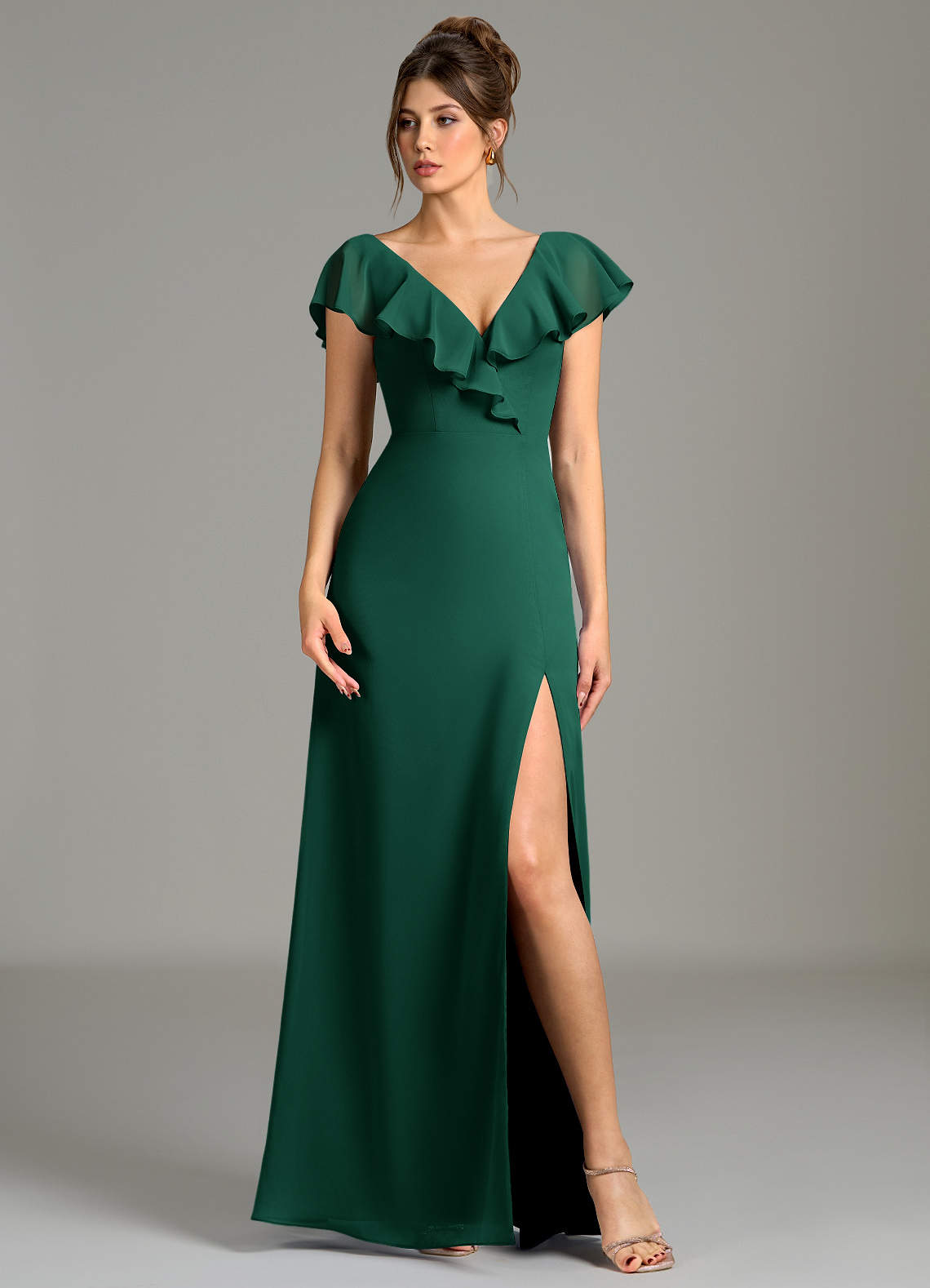 emerald green dress sale Azazie Kimmy Ready to Ship Chiffon Bridesmaid Dresses Hierarchy:Meshki Formal