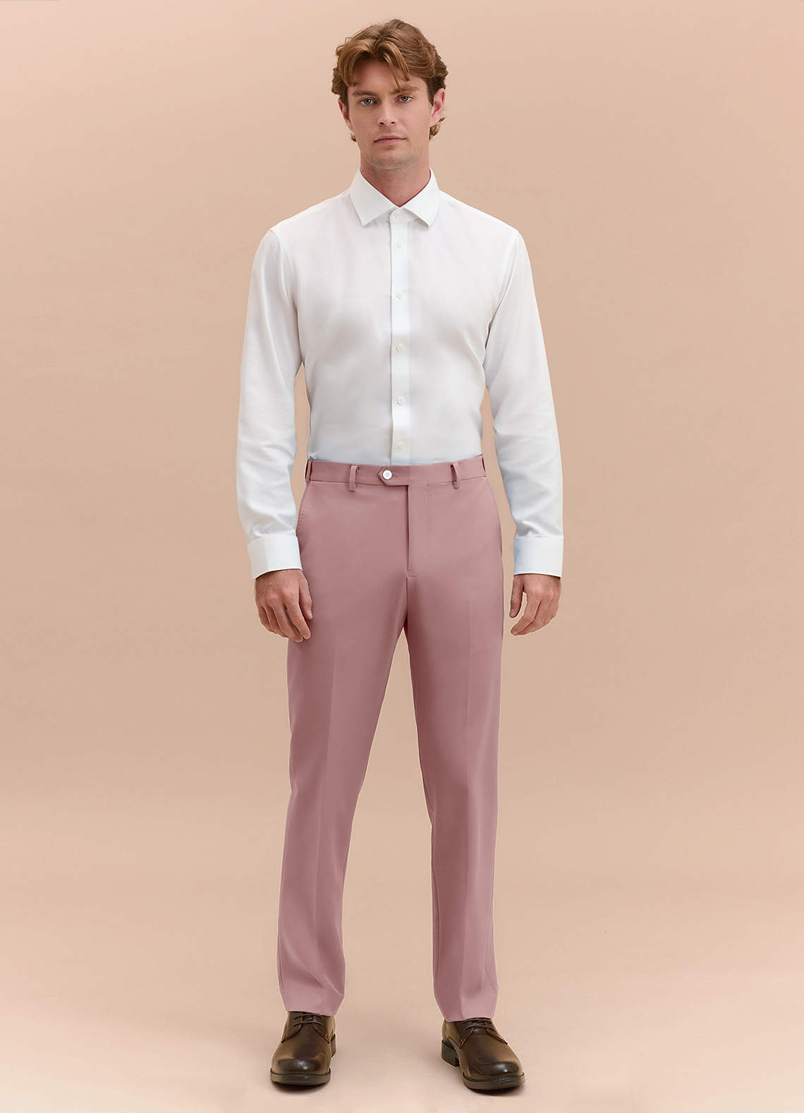 front James Dusty Rose Structured Stretch Dress Pants