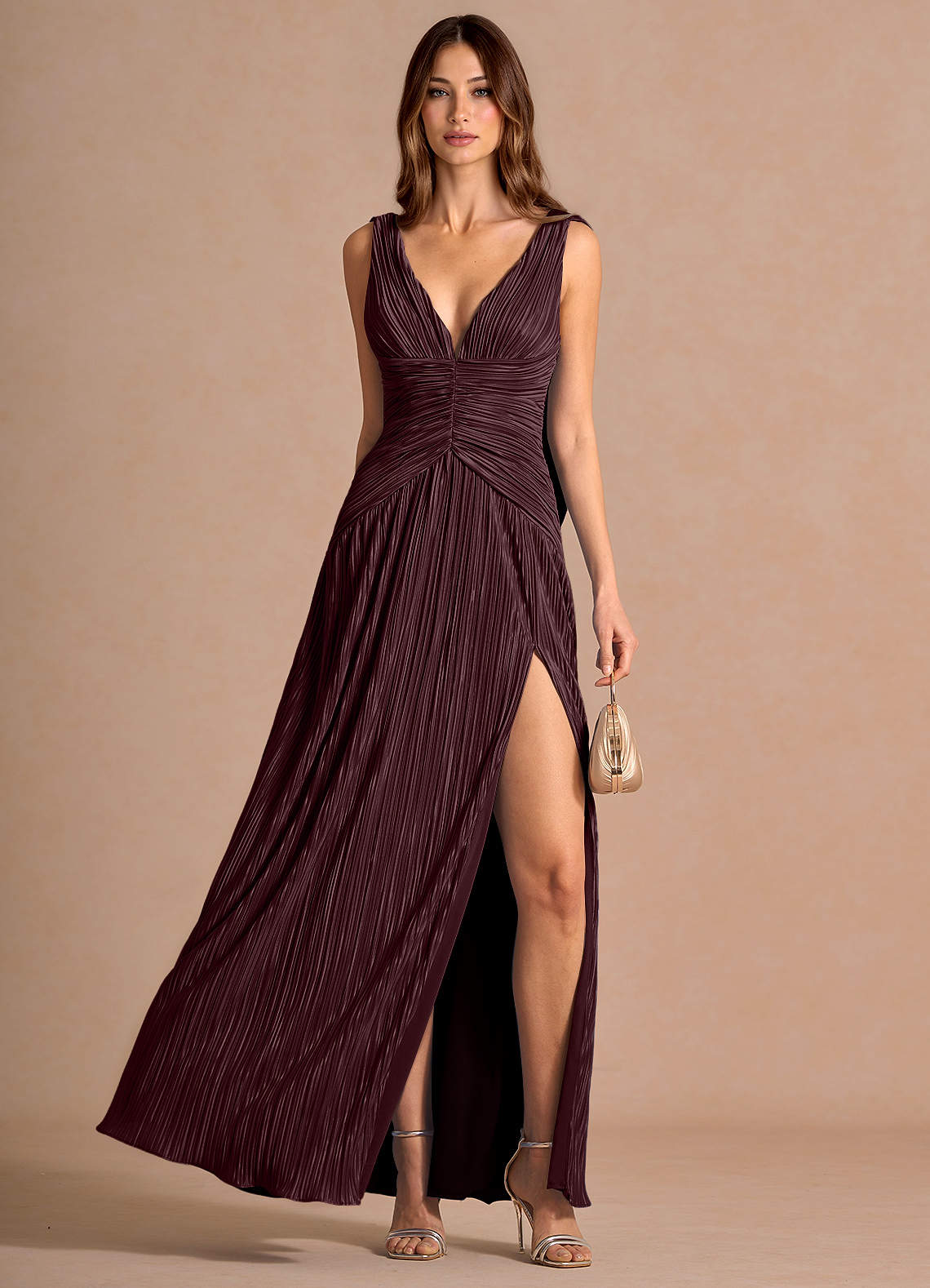 open lace back dress Elianna One Shoulder Satin Maxi Dress main image 1