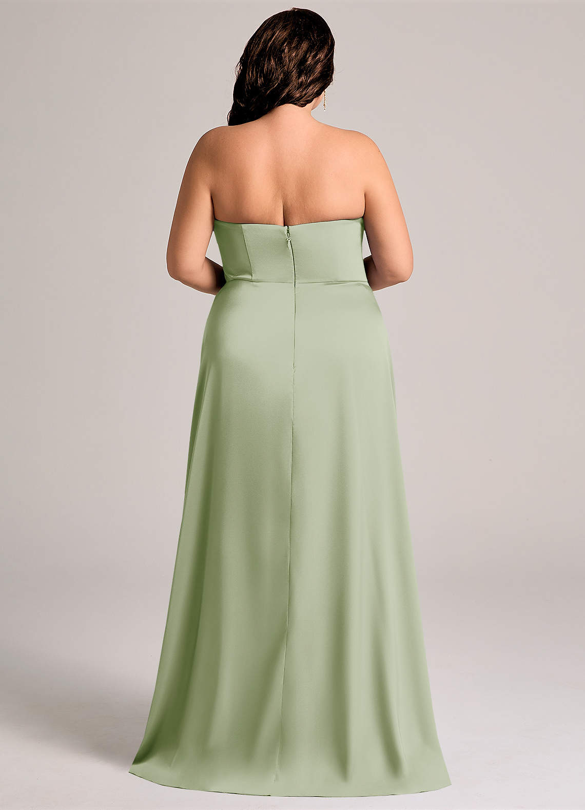 Azazie Wren Brudtärnklänningar Klä av A-Linje i Stretch Satin Axelbandslös Dusty Sage Konvertibel image6