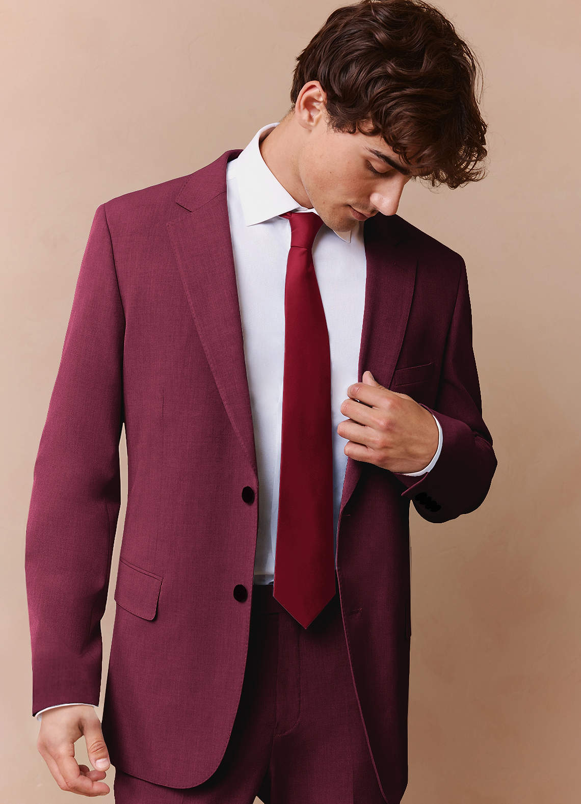 front James Burgundy Structured Stretch Suit
