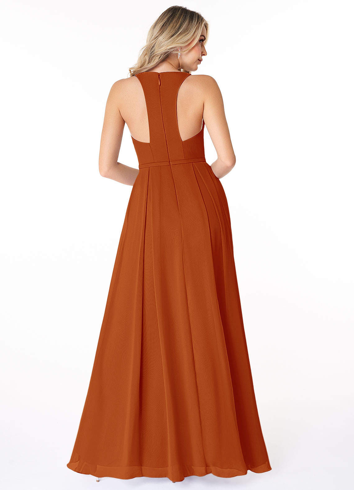 Azazie Mimi Bridesmaid Dresses A-Line V-Neck Chiffon Floor-Length Dress image1