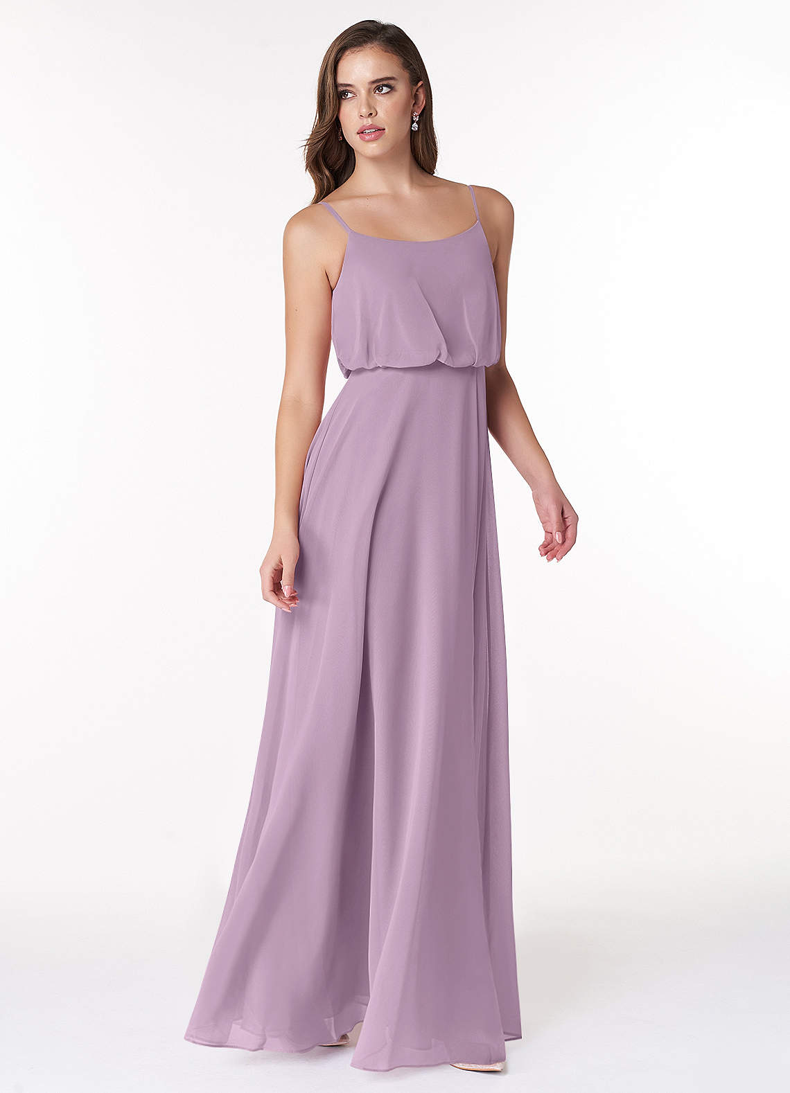 Azazie Lupe Bridesmaid Dresses A-Line Scoop Blouson Chiffon Floor-Length Dress image1