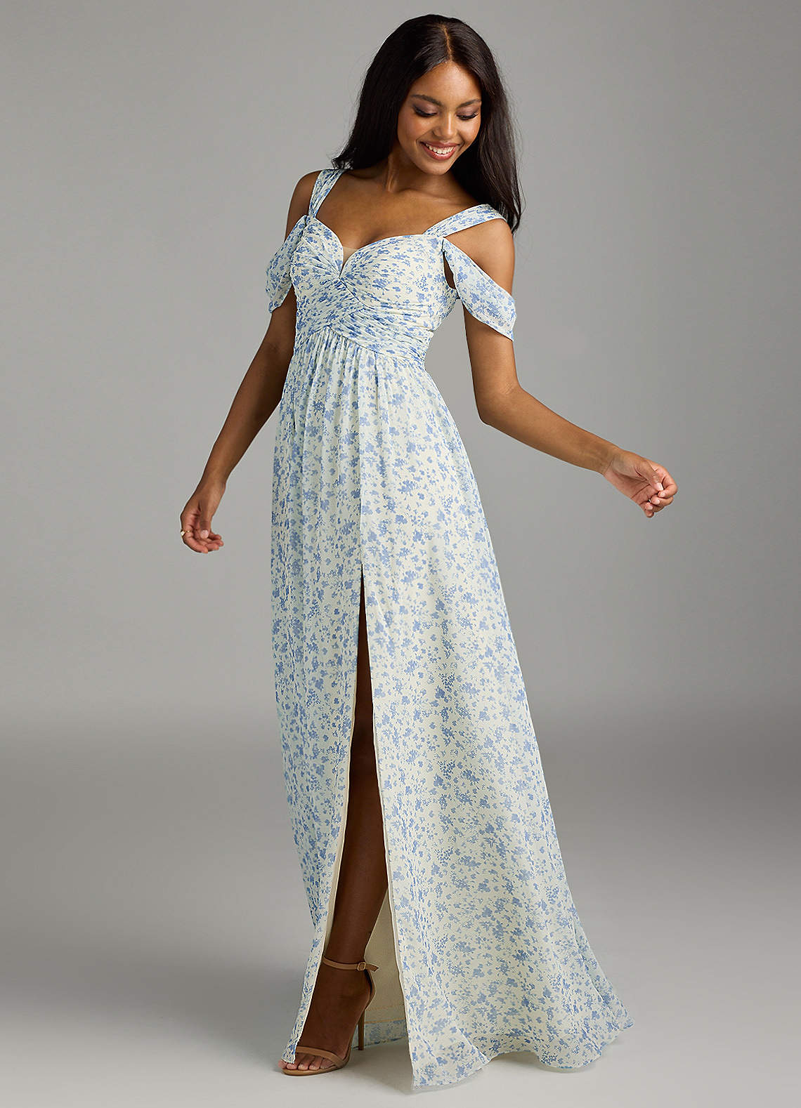着物・セレモニードレス apolina Nola Dress Folk Floral Blue Mist Azazie Lianne Blue And White Ditsy Floral Bridesmaid Dresses