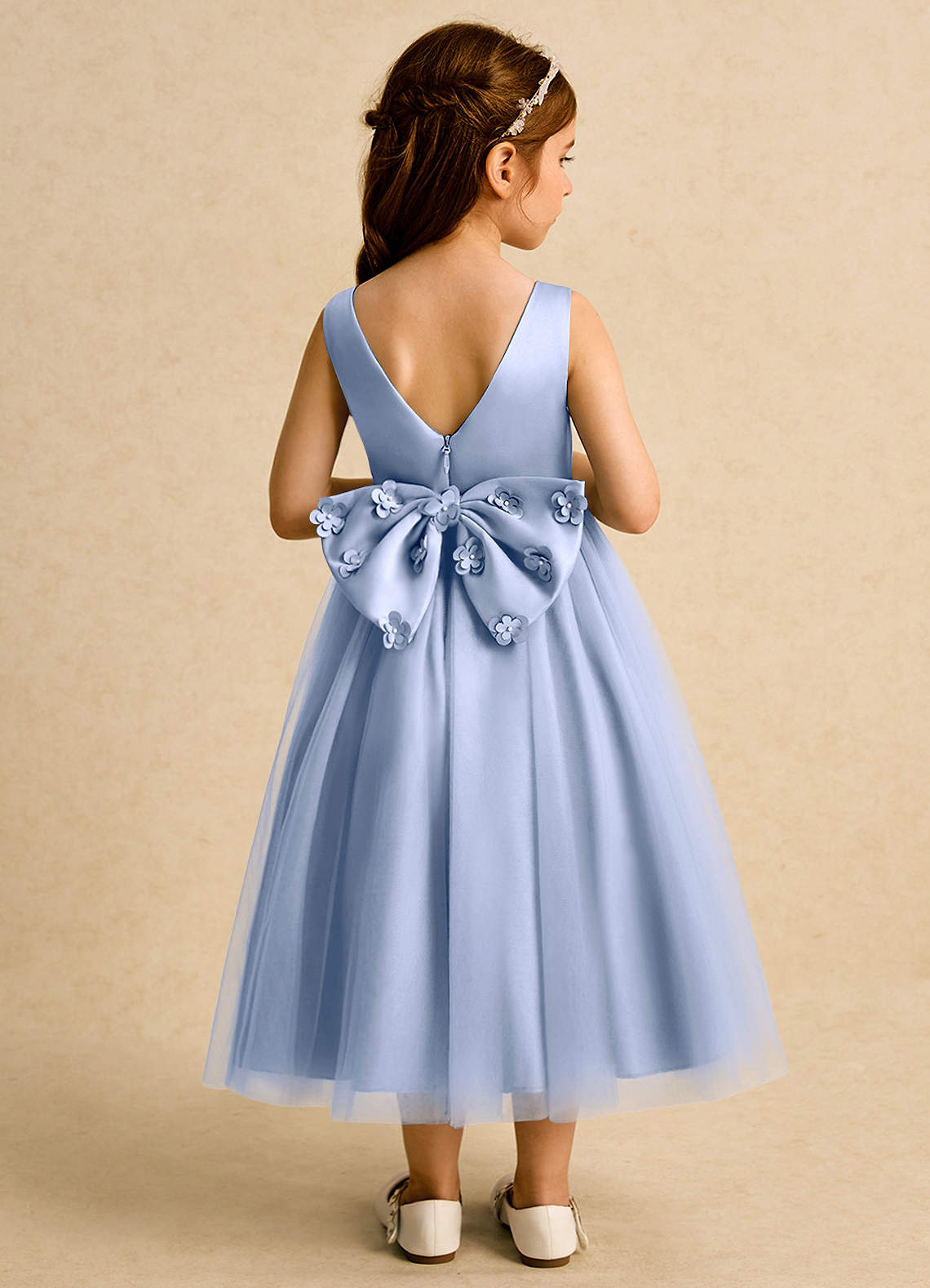 Azazie Malva Robe Demoiselle D'honneur Fillette Robe Princesse en Tulle Arc Eis image1