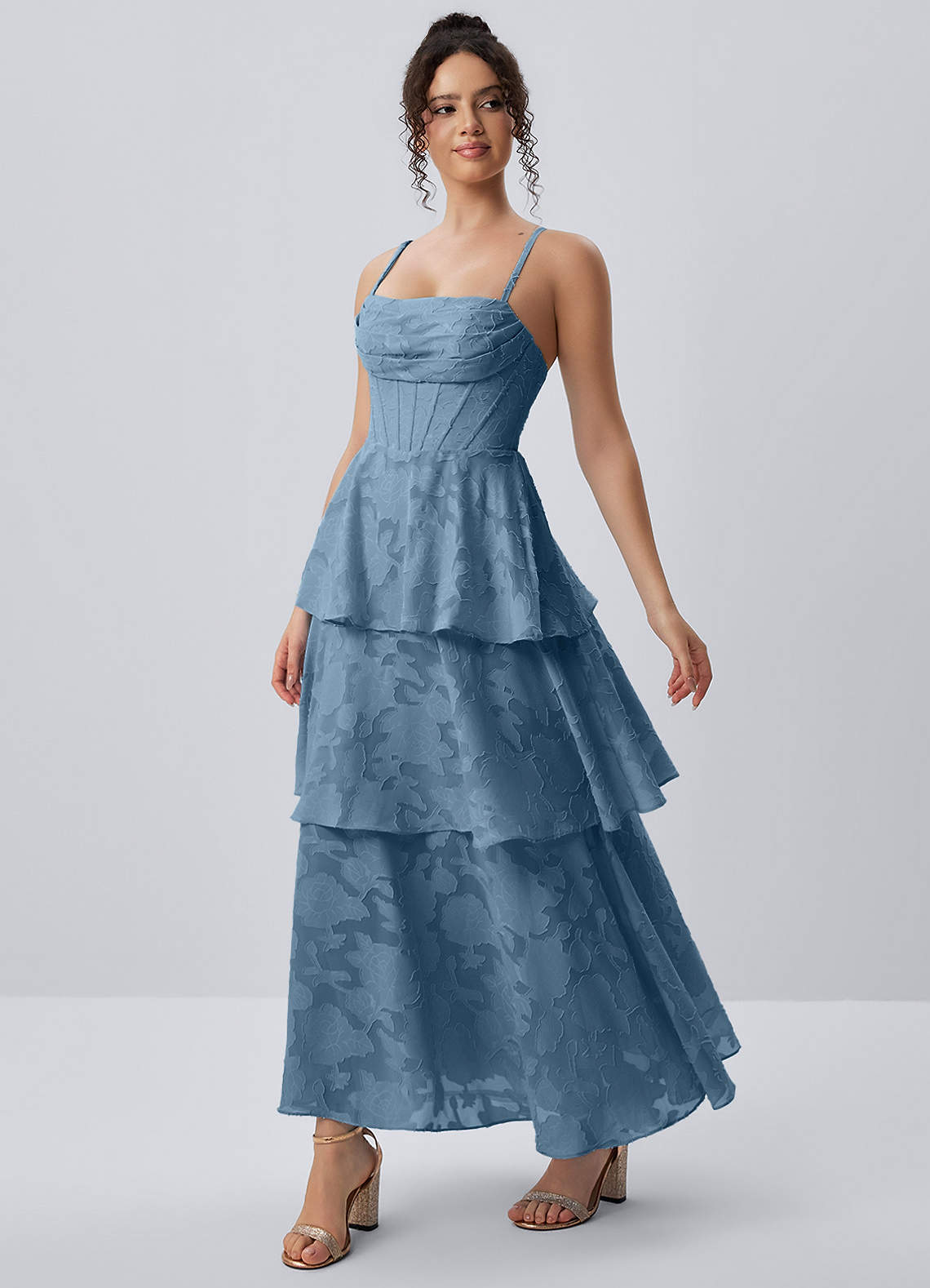 corset beach dress Gabriddy Steel Blue Floral Burnout Ruffles Strapless Mini Polka Dot 4thsale Size::12 contemporary Beach Style edge