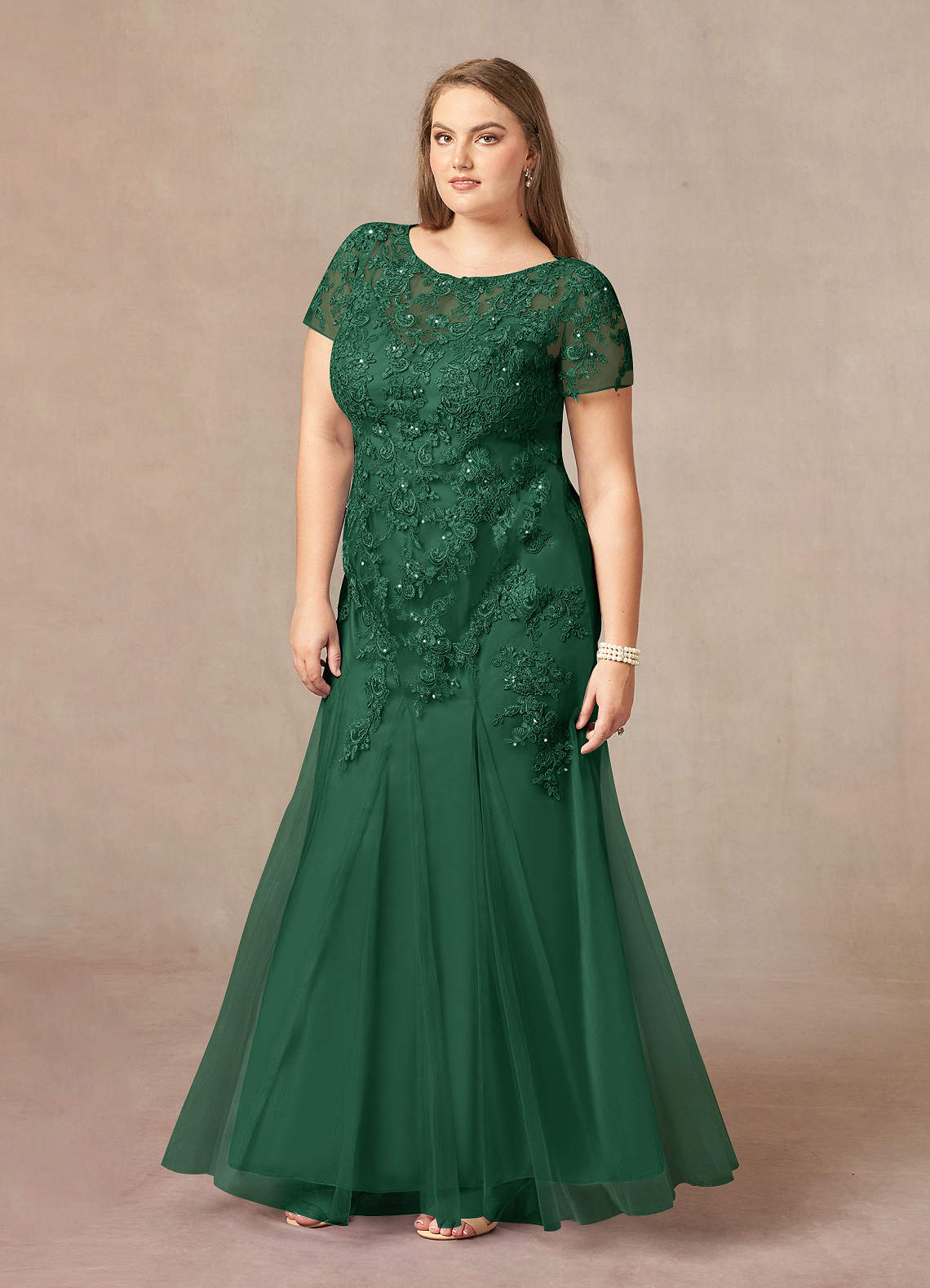 Azazie Laurie Mother of the Bride Dresses Dark Green Mermaid Scoop Sequins Tulle Dress image8