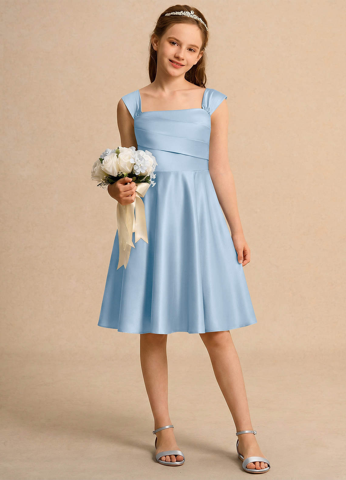 a line satin dress knee length Sheath-Column Knee Length Satin Mother of the Bride Dresses COCOMELODY CM0353, Blue Turquoise