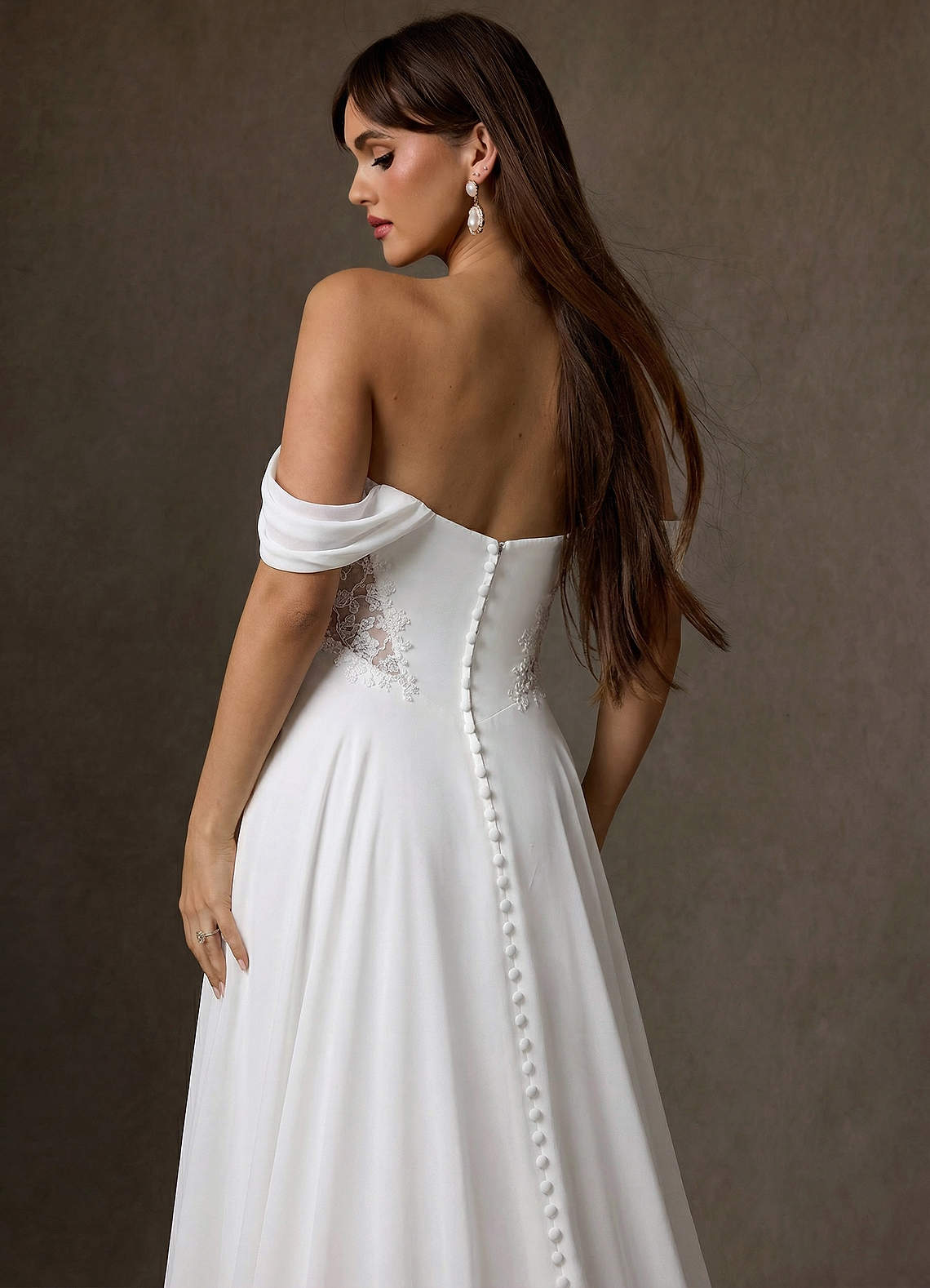 Azazie Ganelle Wedding Dresses Diamond White A-Line Sweetheart Neckline Crepe Back Satin Dress image9