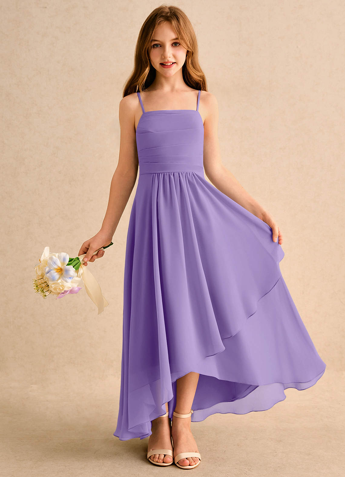 Azazie Twilight Dance Girls Formal Tahiti A-Line Pleated Chiffon Dress |  Azazie