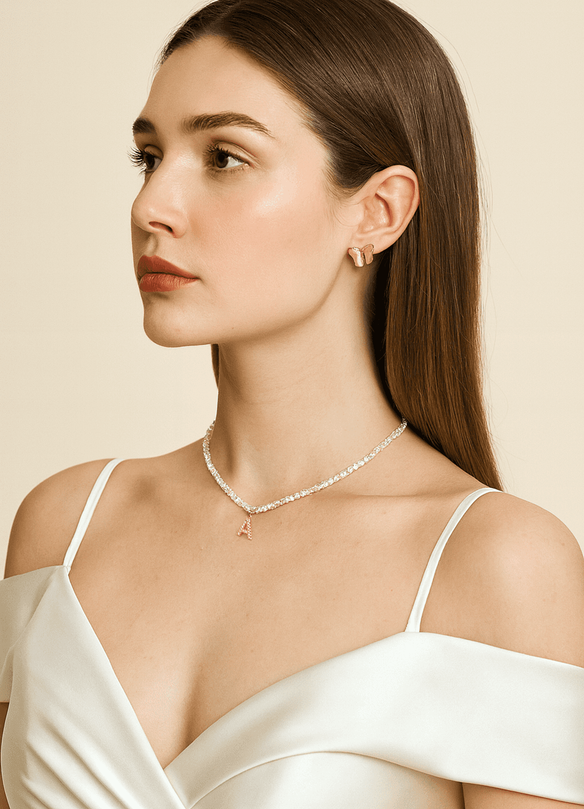 front Letter Crystal Bead Necklace