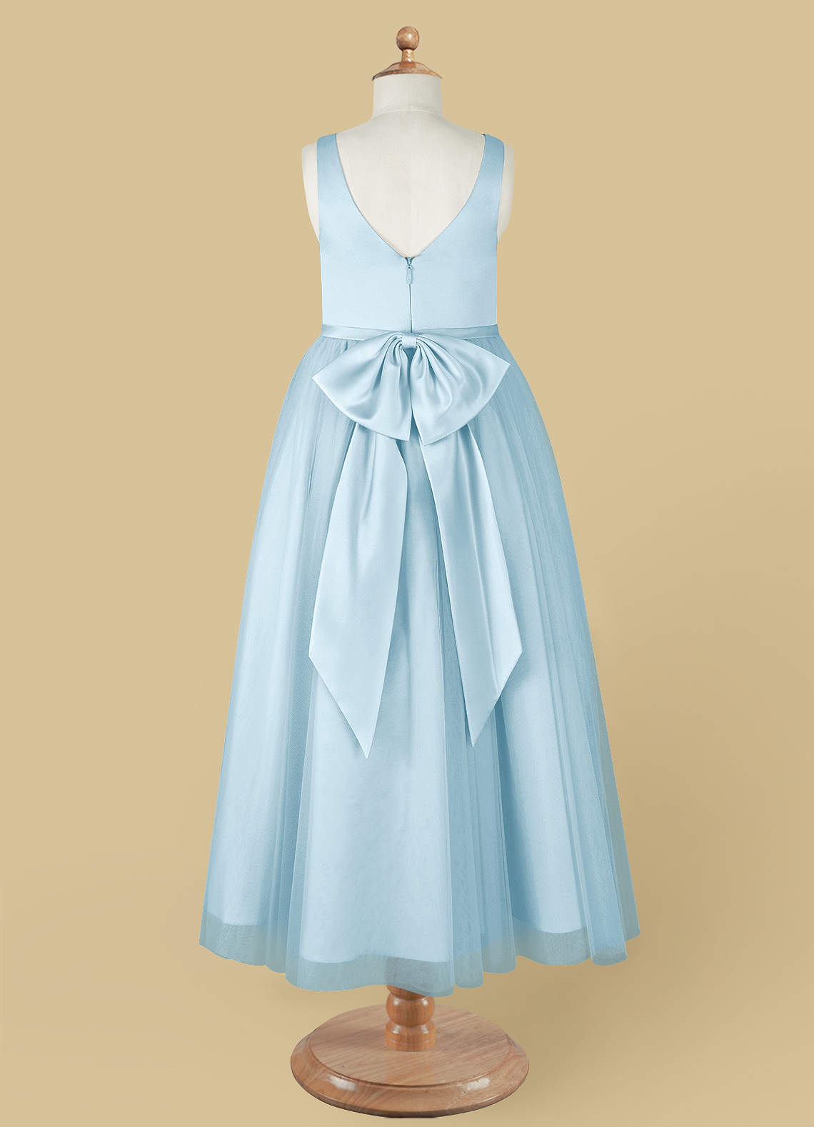 Azazie Marybell Sky Blue A-Line Bow Tulle Dress | Azazie