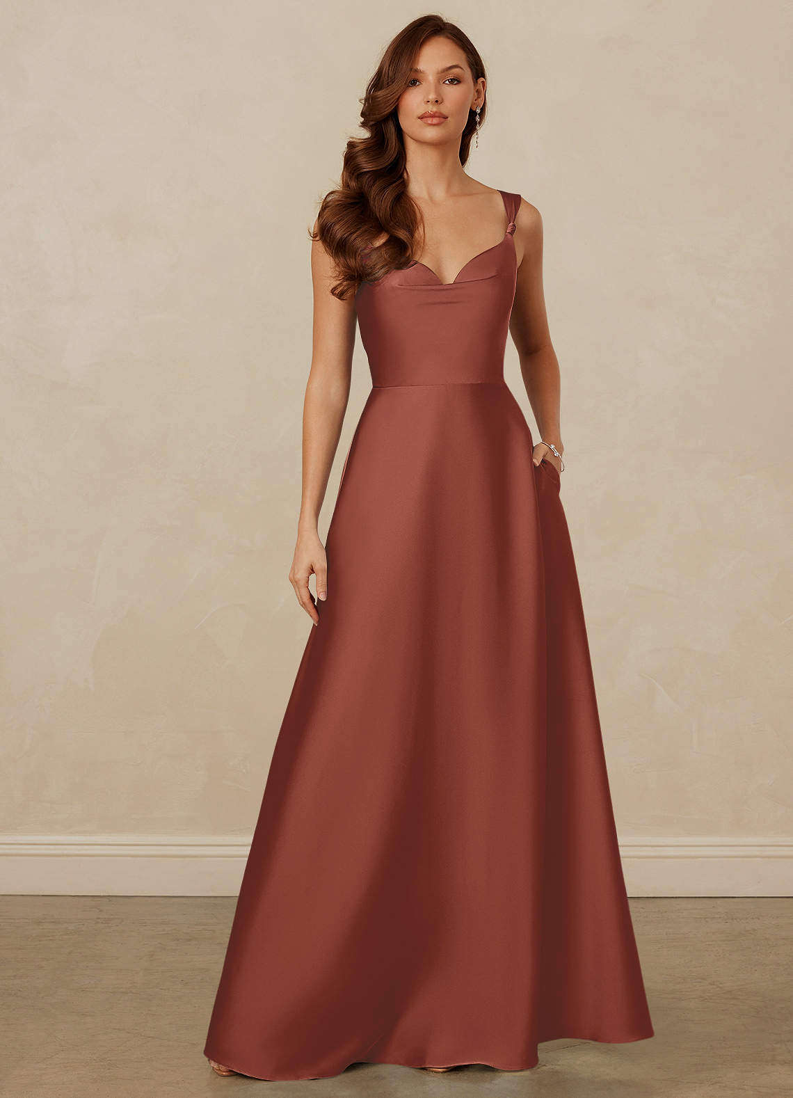 Christian Siriano Bridal for Azazie 1001 Bridesmaid Dresses Auburn A-Line Sweetheart Neckline Stretch Satin Dress image1