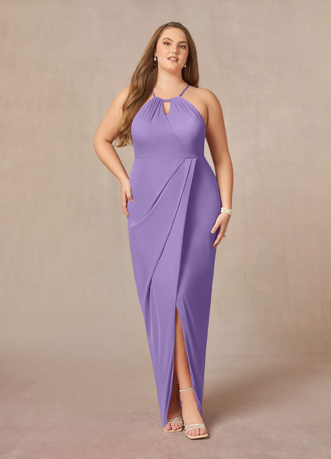 Azazie Hadid Mother of the Bride Dresses Tahiti Sheath Pleated Mesh Dress image1