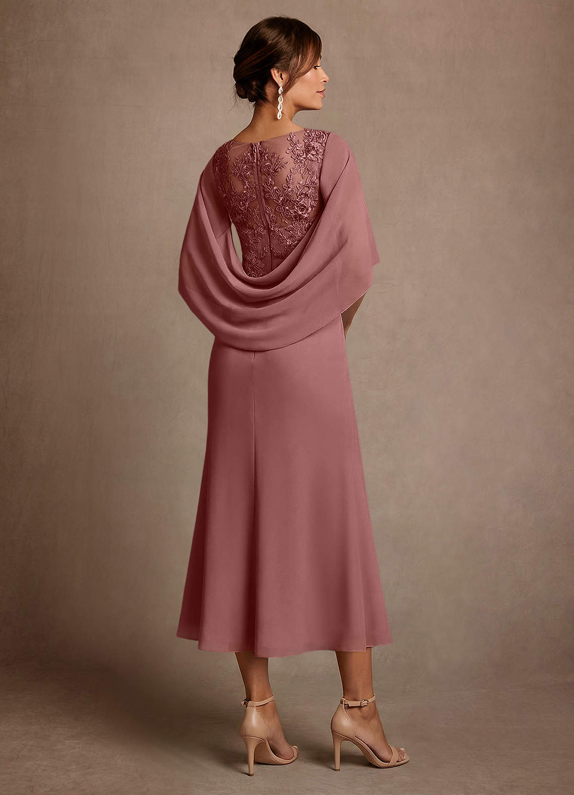Azazie Forums Kleider für die Brautmutter A-Linie Spitze Kleid Wüstenrose image1
