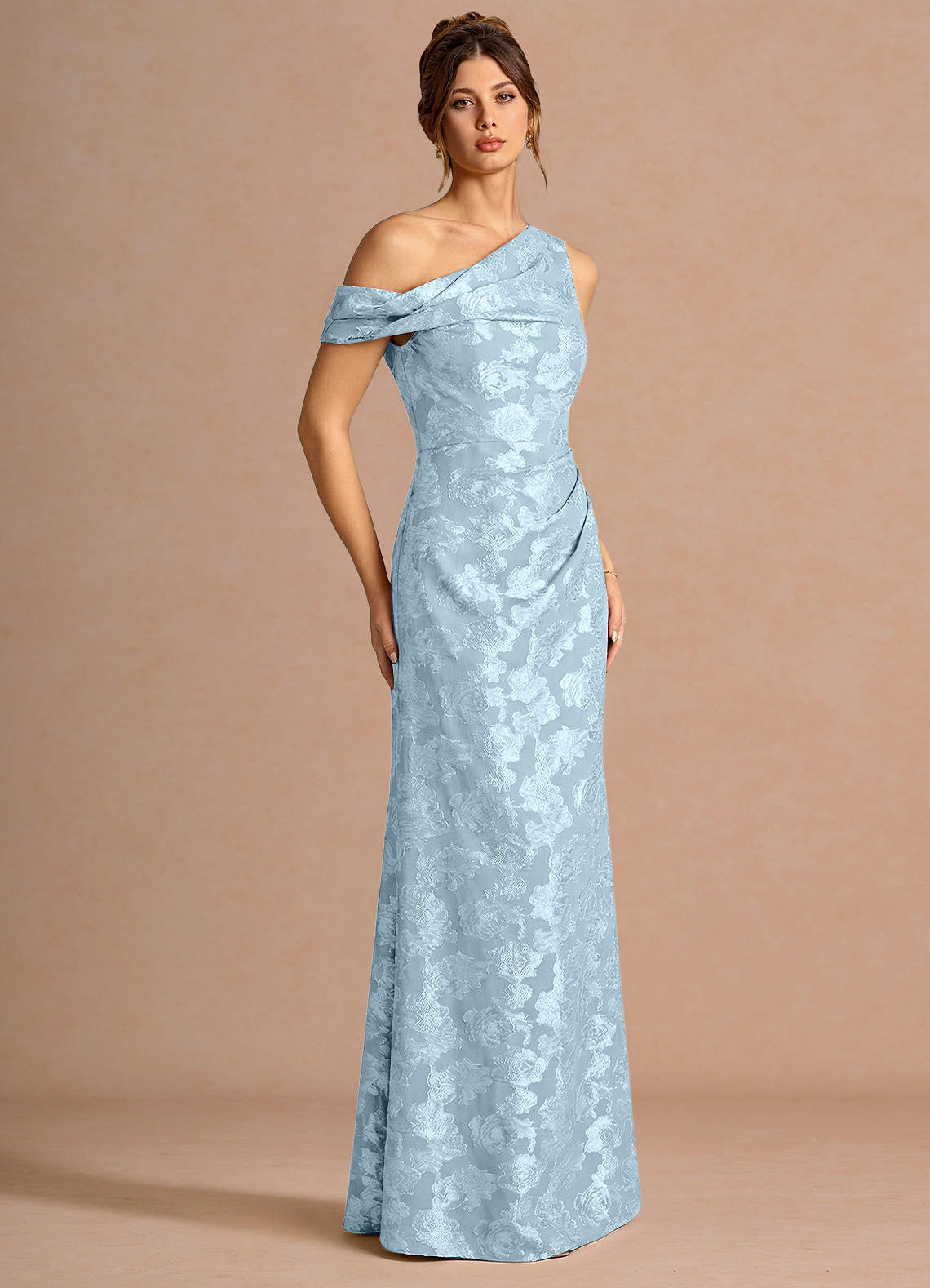 chinese dress ladies Marina 269138 Pleated A Line Cocktail Maxi Dress  The Dress Outlet