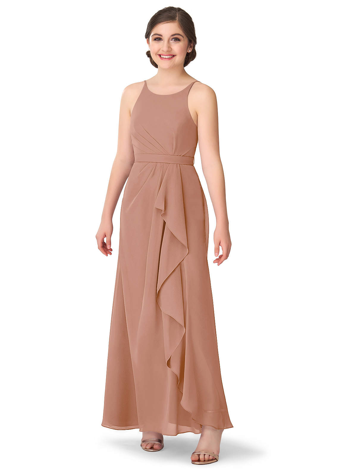 Champagne Rose Azazie Cassandra JBD Junior Bridesmaid Dresses