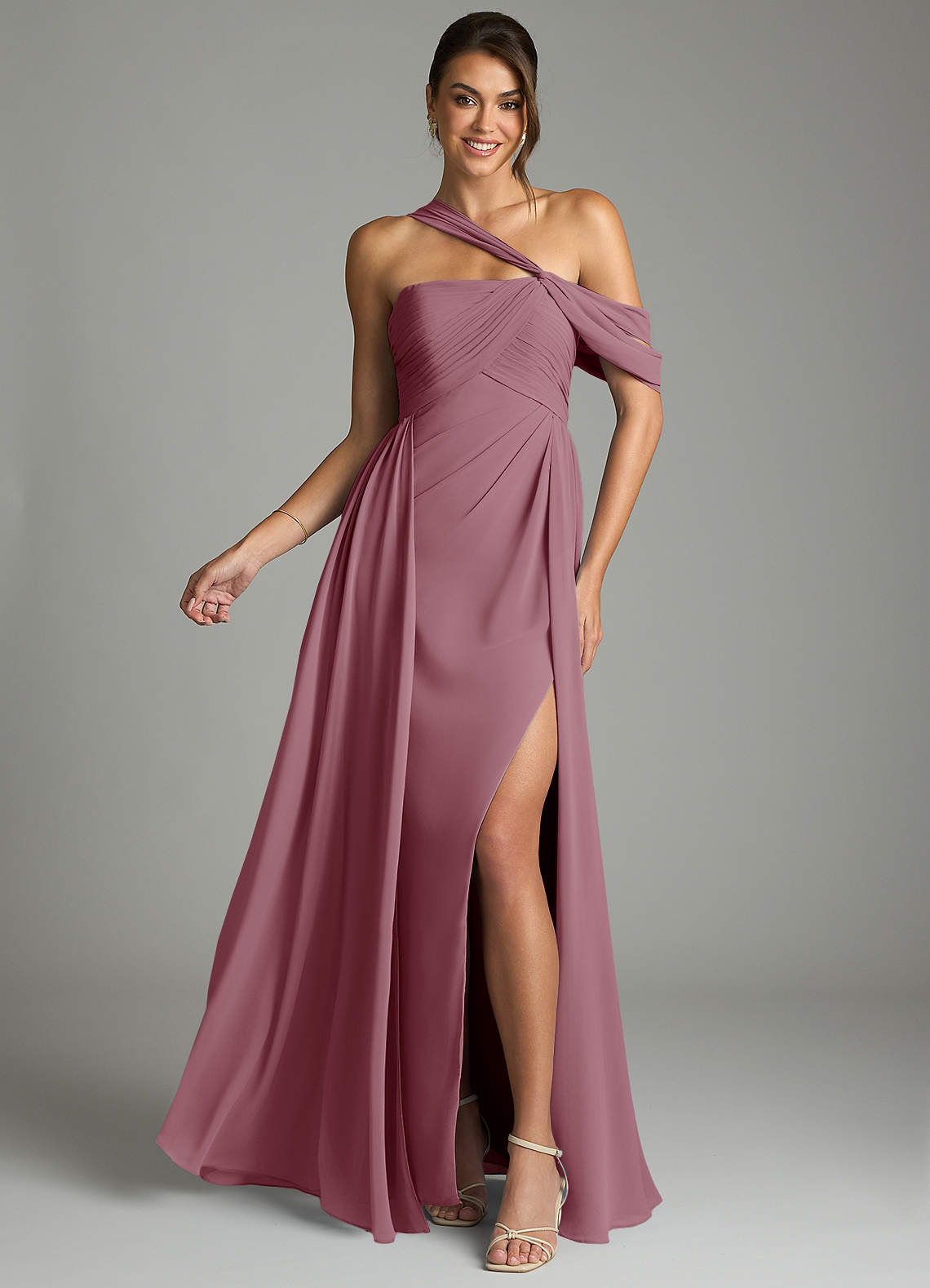 Azazie Kassandra Ready to Ship Vintage Mauve Chiffon Bridesmaid