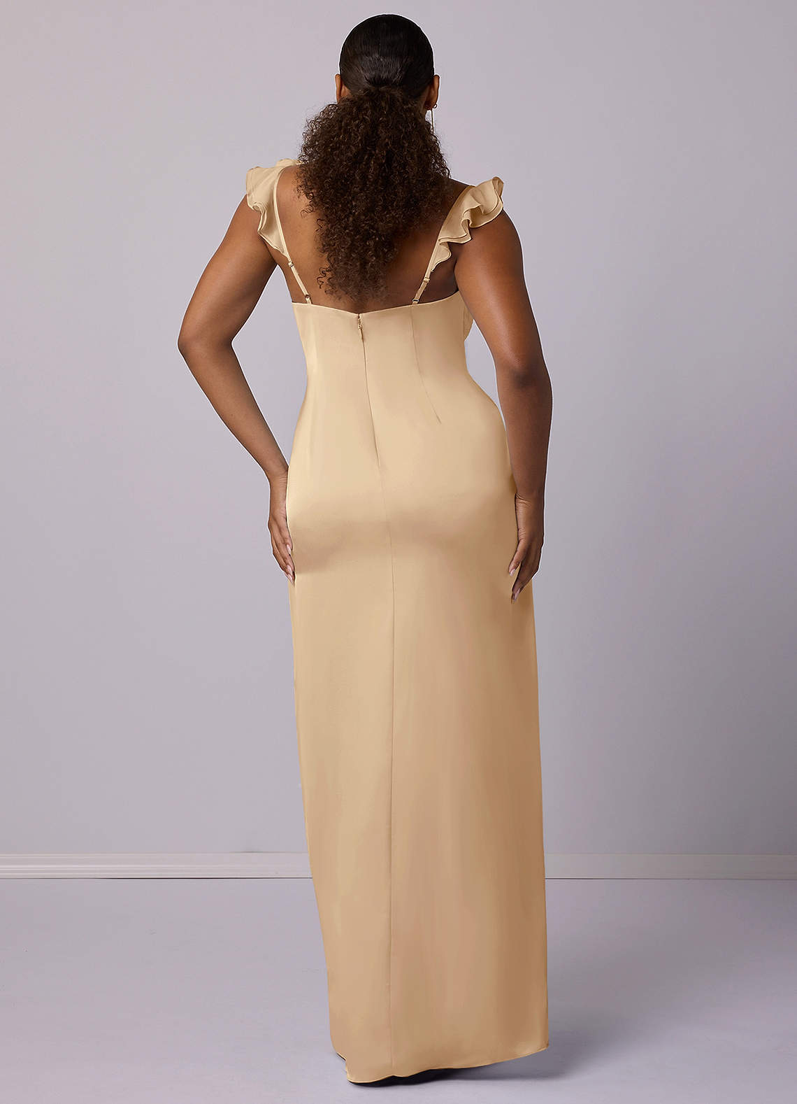 Barbie ♥ Azazie Bridesmaid Dresses Sheath Stretch Satin Floor-Length Dress image6