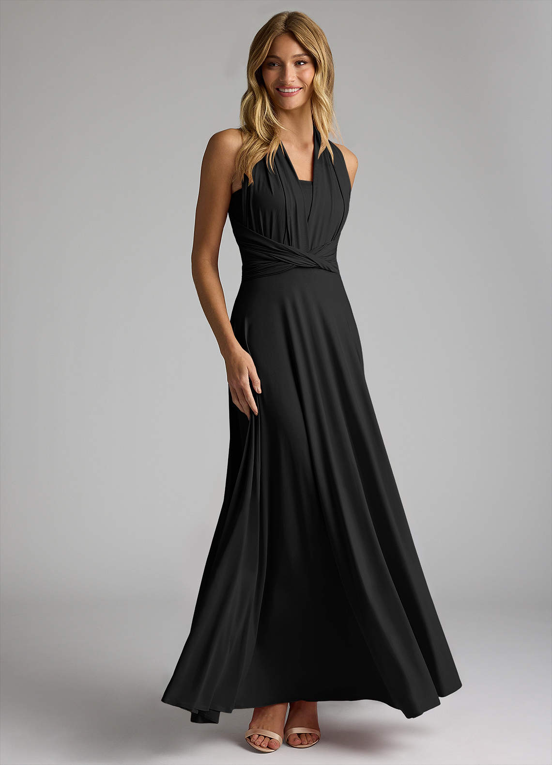 Black Azazie Infinity Jersey Wrap A-Line Dress Bridesmaid Dresses | Azazie