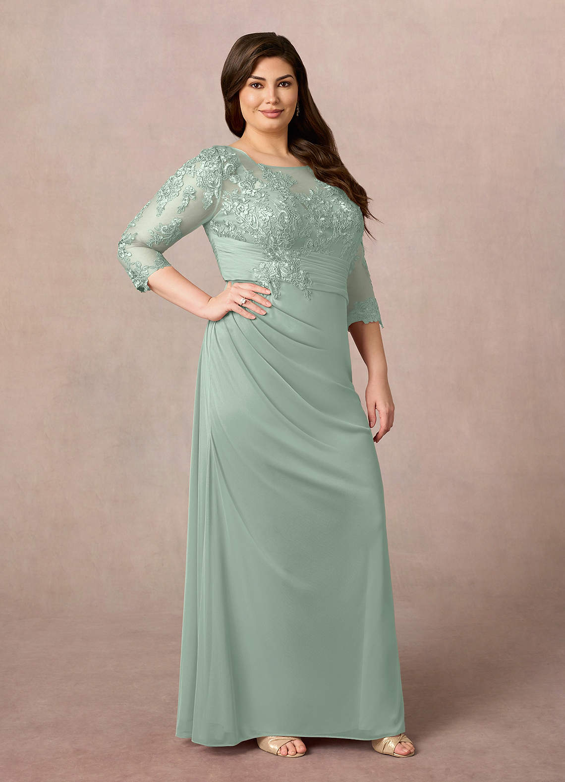 Azazie Fatemah Mother of the Bride Dresses Agave Mermaid Scoop Lace Lace Dress image7