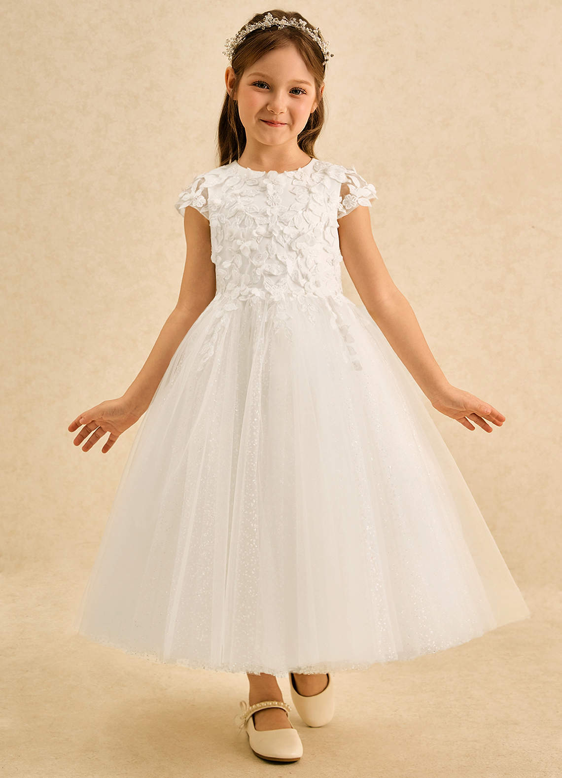 Azazie Sprinkle Ivory Ball-Gown Lace Dress Ready to Ship | Azazie