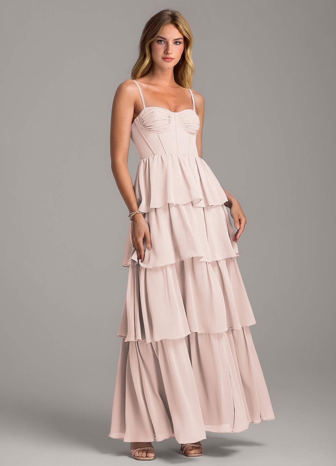 Azazie Alanna Bridesmaid Dresses Rose Petal A-Line Sweetheart Neckline Chiffon Dress image1