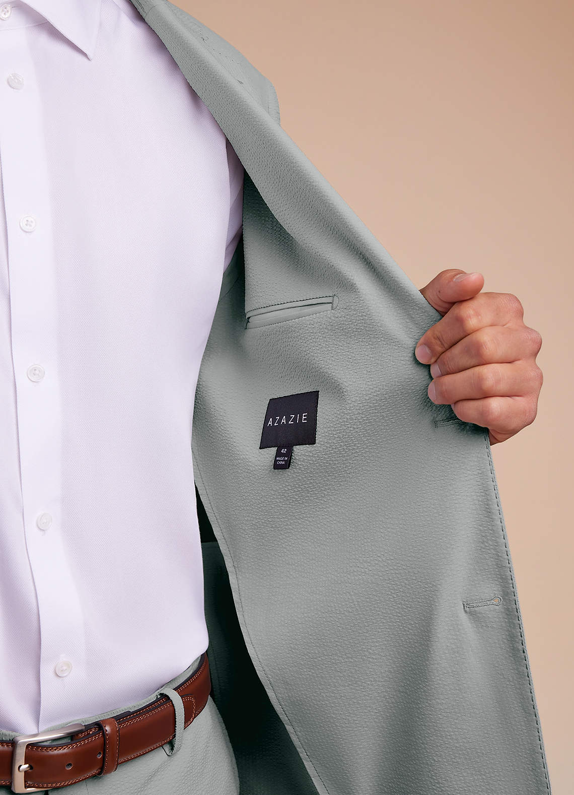 front Miles Light Grey Seersucker Suit Jacket