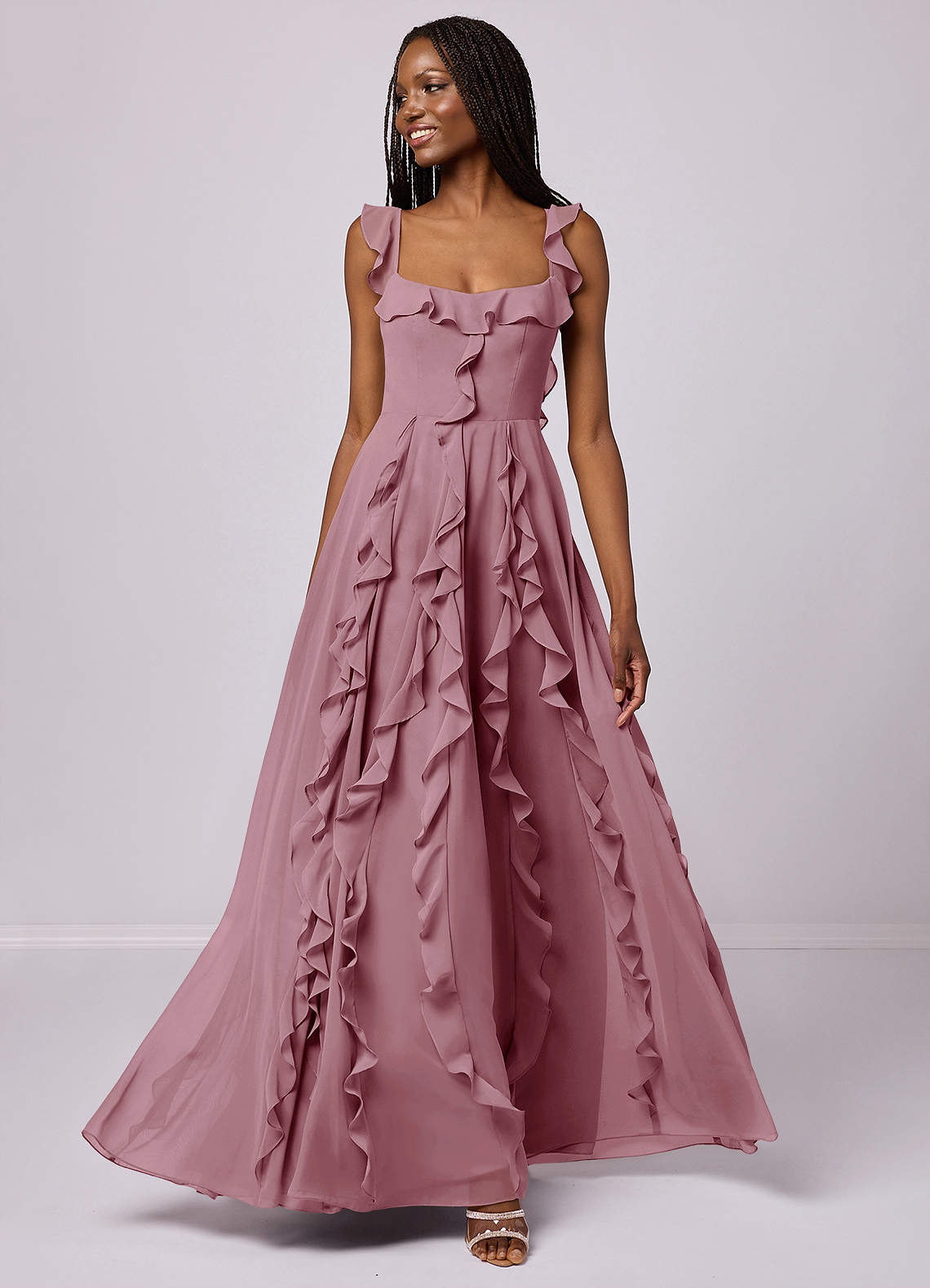 Barbie ♥ Azazie Bridesmaid Dresses Vintage Mauve A-Line with Pockets Chiffon Dress image1