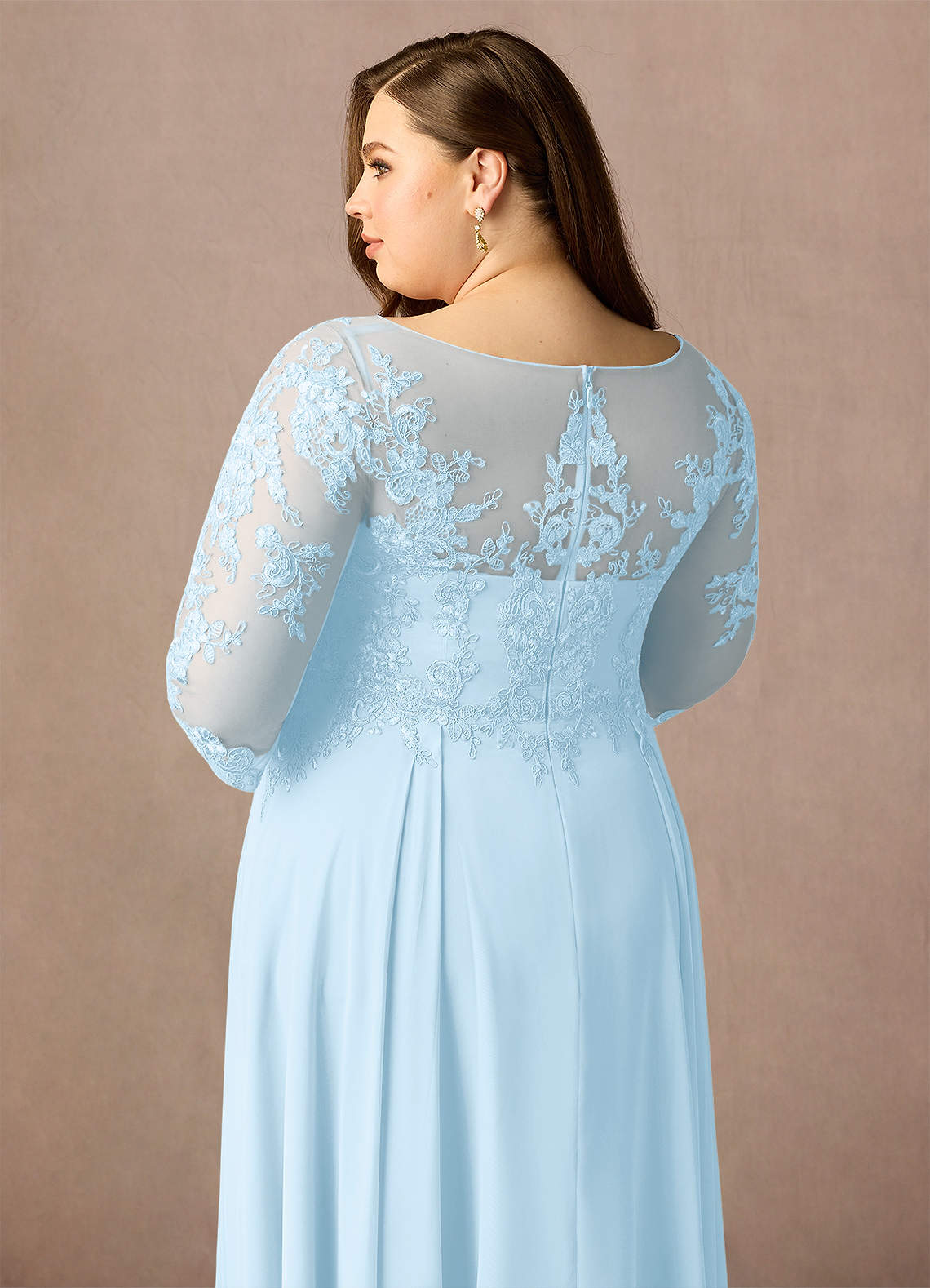 Azazie Marge Mother of the Bride Dresses Sky Blue A-Line Scoop Lace Chiffon Dress image11