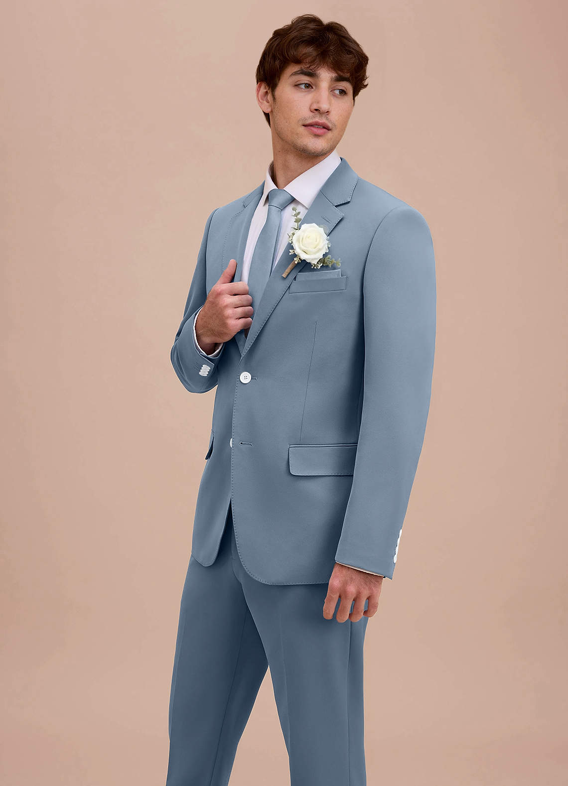 front Ethan Dusty Blue Refined Weave Suit Jacket