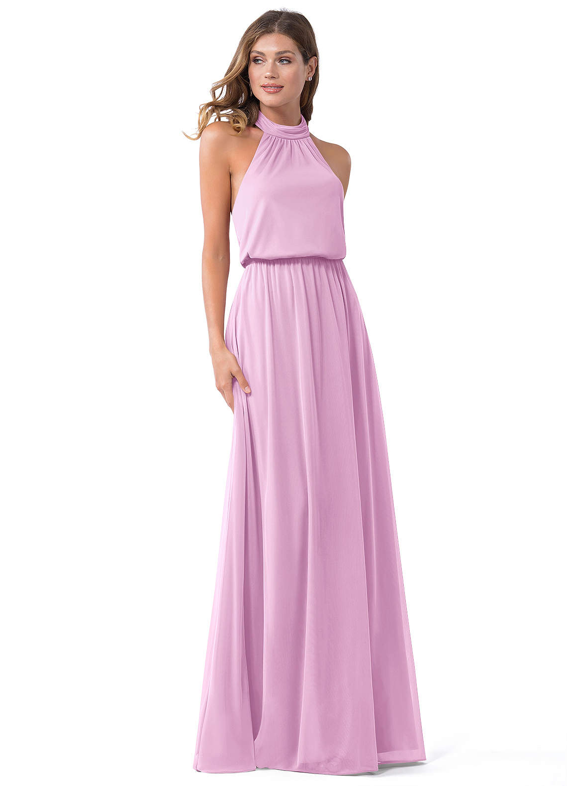 knee length dresses for ladies Tulle Bridesmaid Dress,Long Bridesmaid Dress,High Neck Bridesmaid Dress,BD00165, US6 / Grape