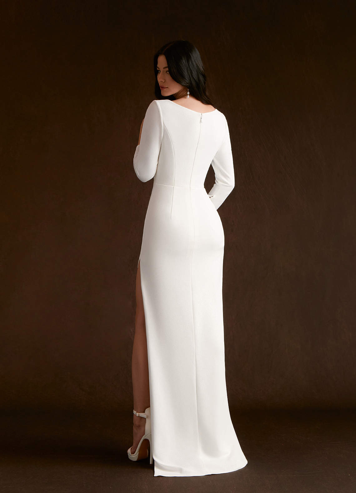 Azazie Khloe Wedding Dresses Sheath Sweetheart Neckline Stretch Crepe Floor-Length Dress image1