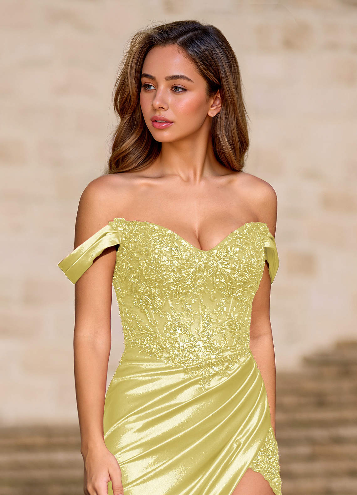 prom dresses with embellishments Fitted Embellished One Shoulder Slit Gown by Amarra 94021 2 / Nude/Silver