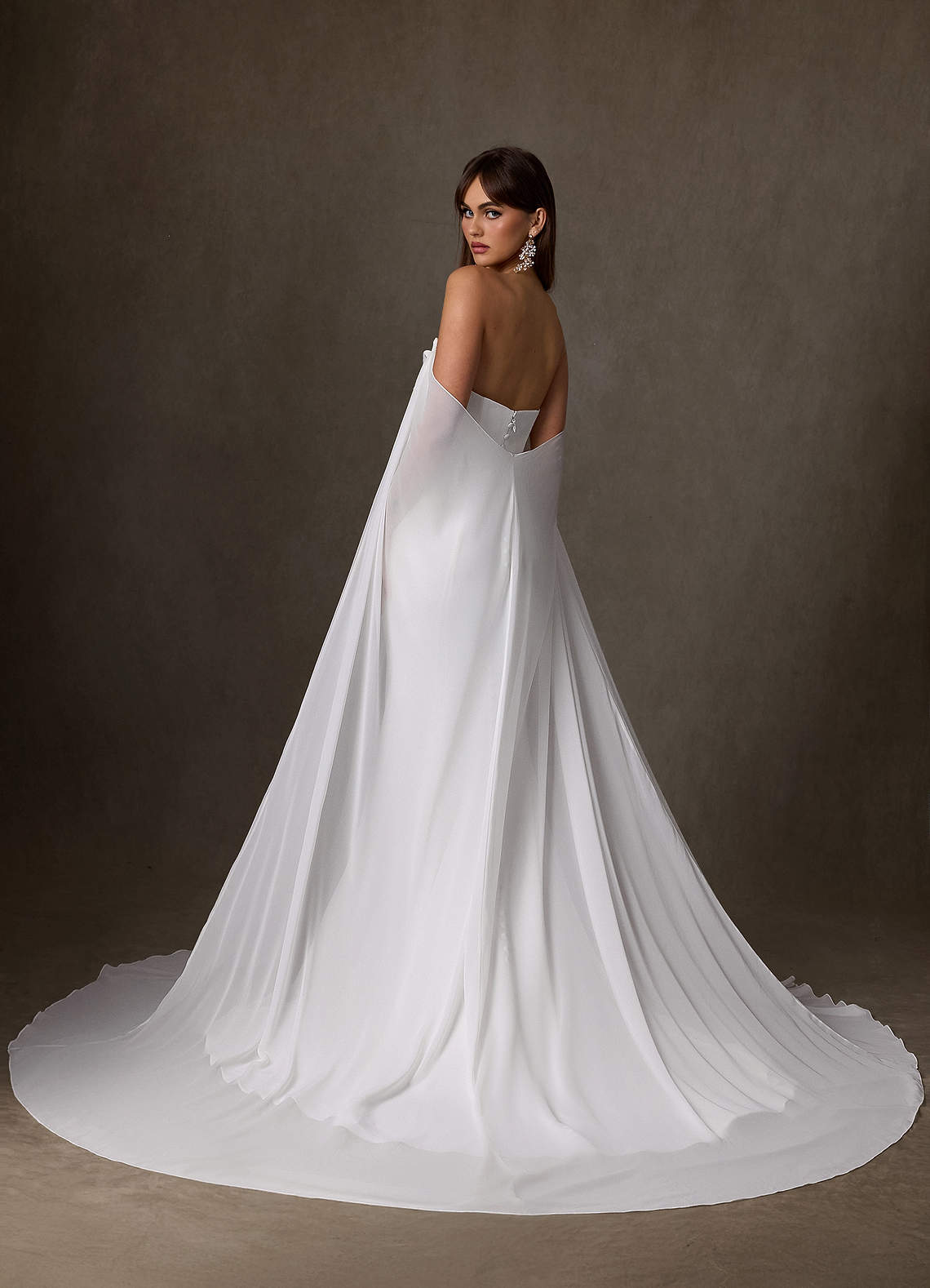 Azazie Jennet Wedding Dresses Diamond White Sheath Strapless Crepe Back Satin Dress image2