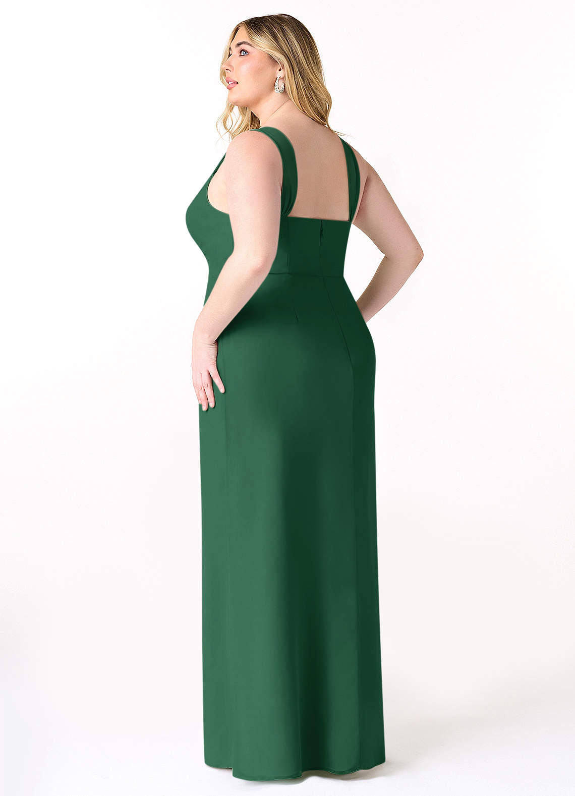 fitted lace wedding dress Plus Size Solid Color Smocked Maxi Dress in Dark Green main image 0