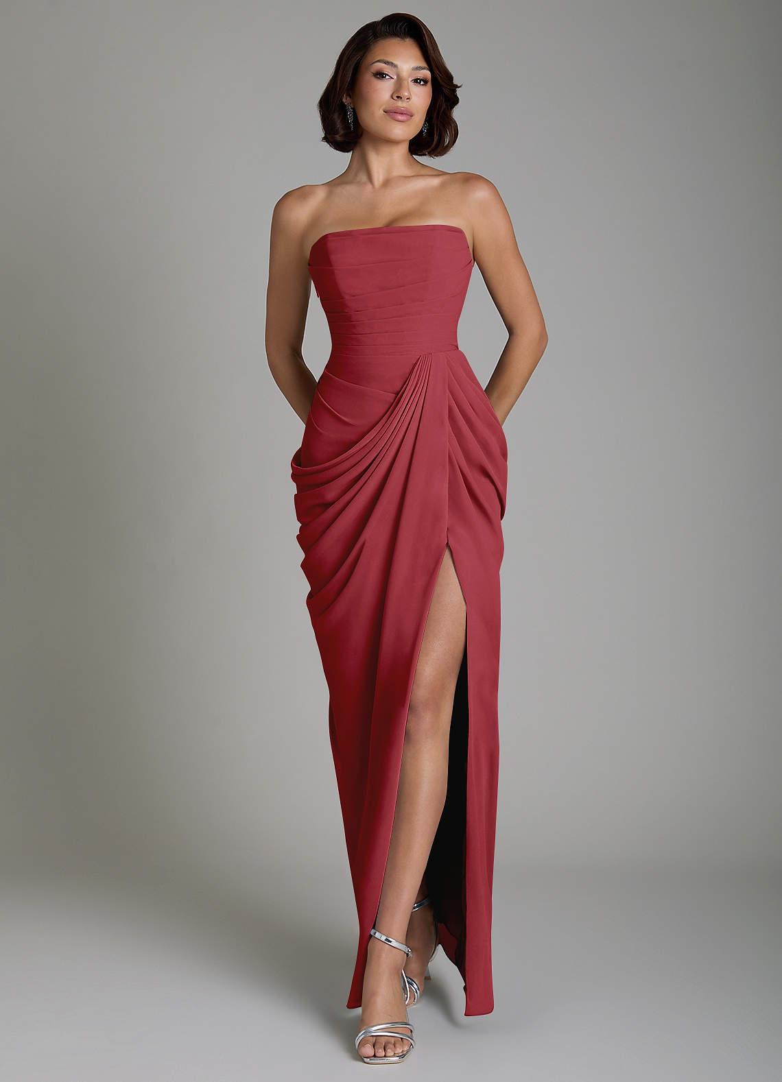pomegranate bridesmaid dresses Azazie Nyra Azazie pomegranate color