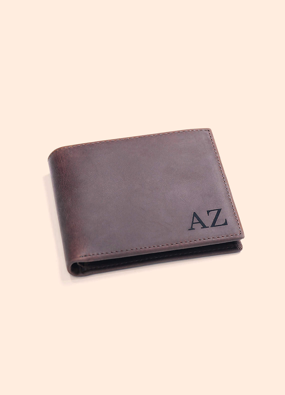 front Personalized Men's Leather Bifold Wallet