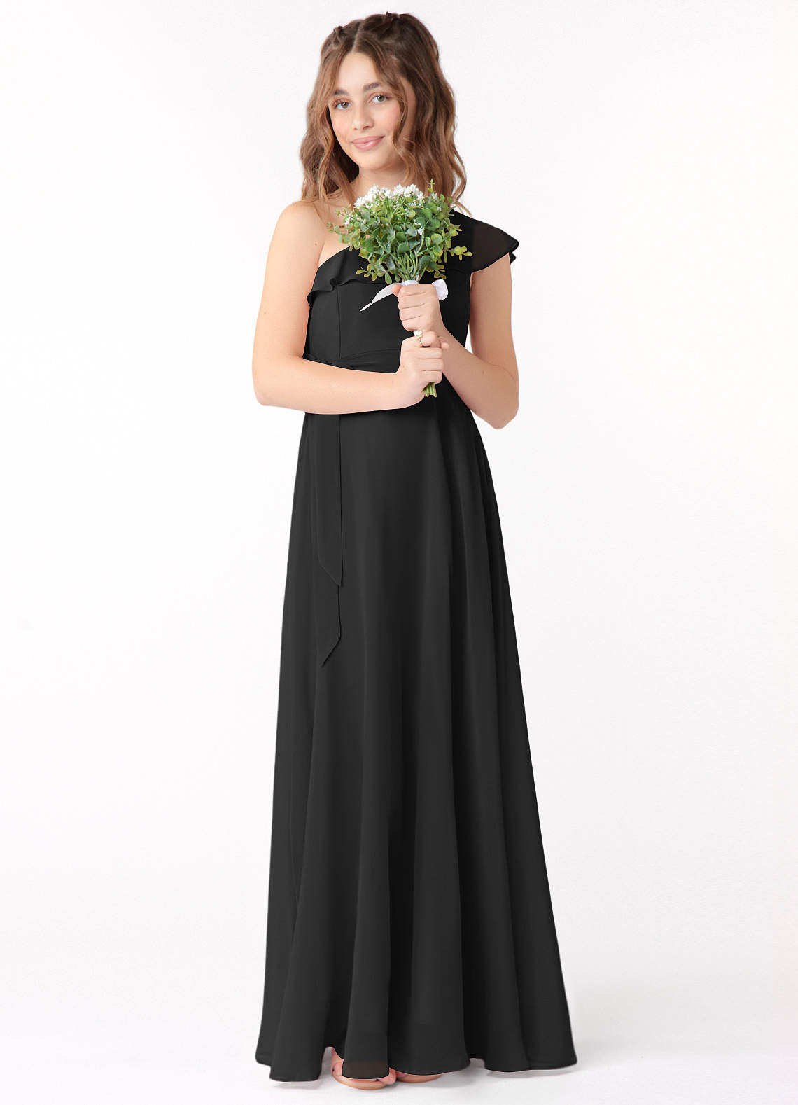black junior formal dresses Black Floor Length Junior Bridesmaid Dresses
