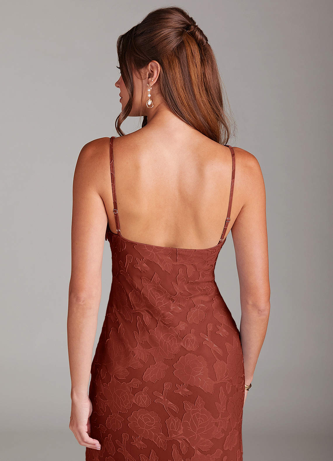 Azazie Tianna Bridesmaid Dresses Terracotta Sheath Lace Floral Burnout Dress image6