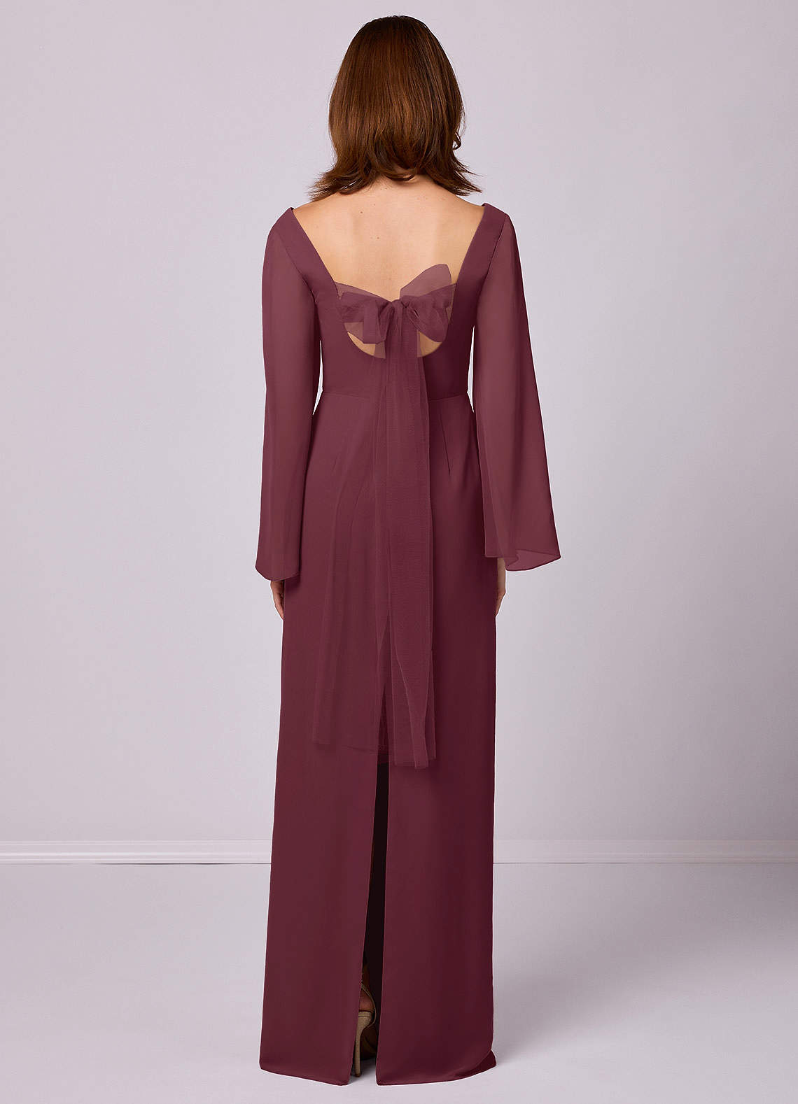 Barbie ♥ Azazie Bridesmaid Dresses Sheath Bow Chiffon Floor-Length Dress image9